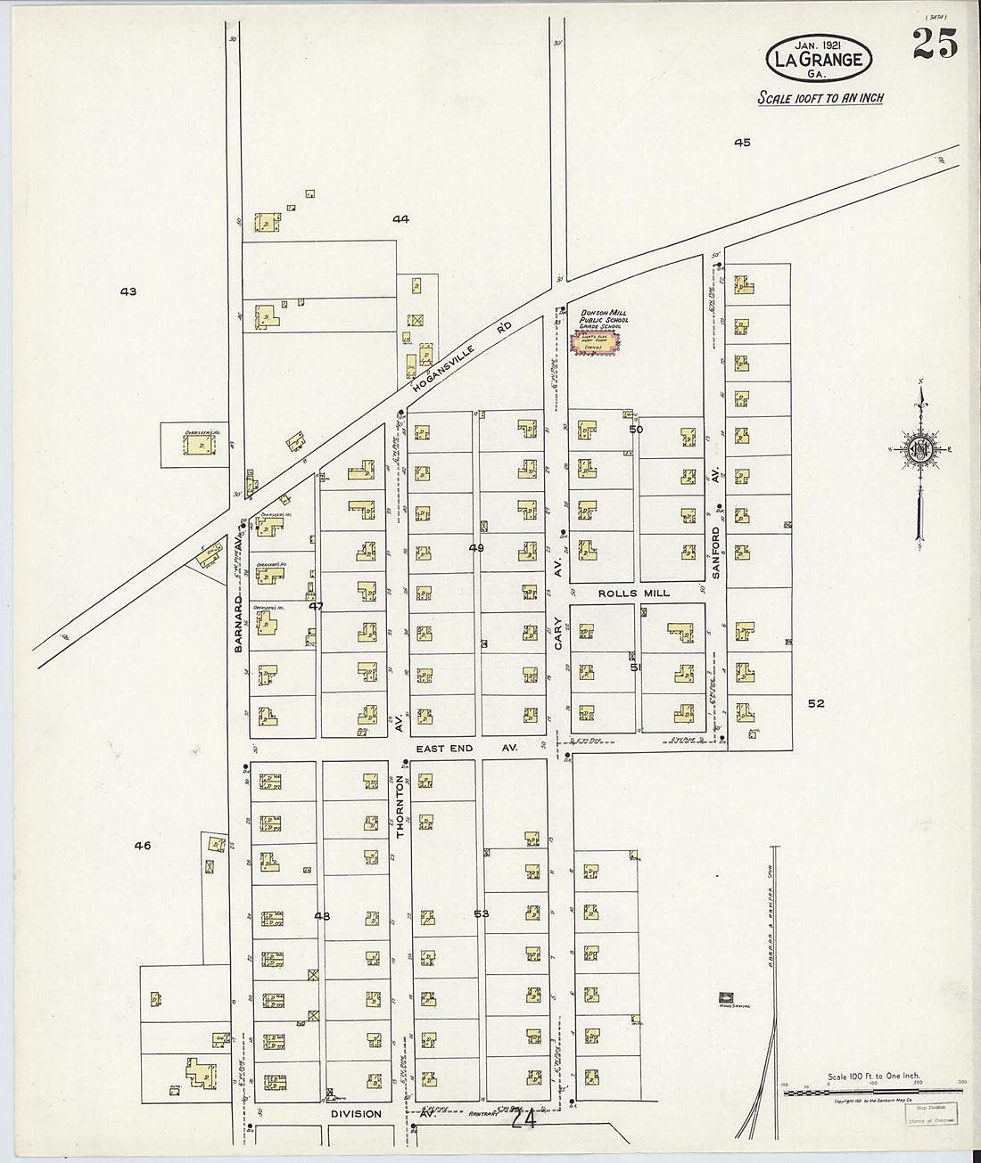 This old map of La Grange, Troup County, Georgia was created by Sanborn Map Company in 1921