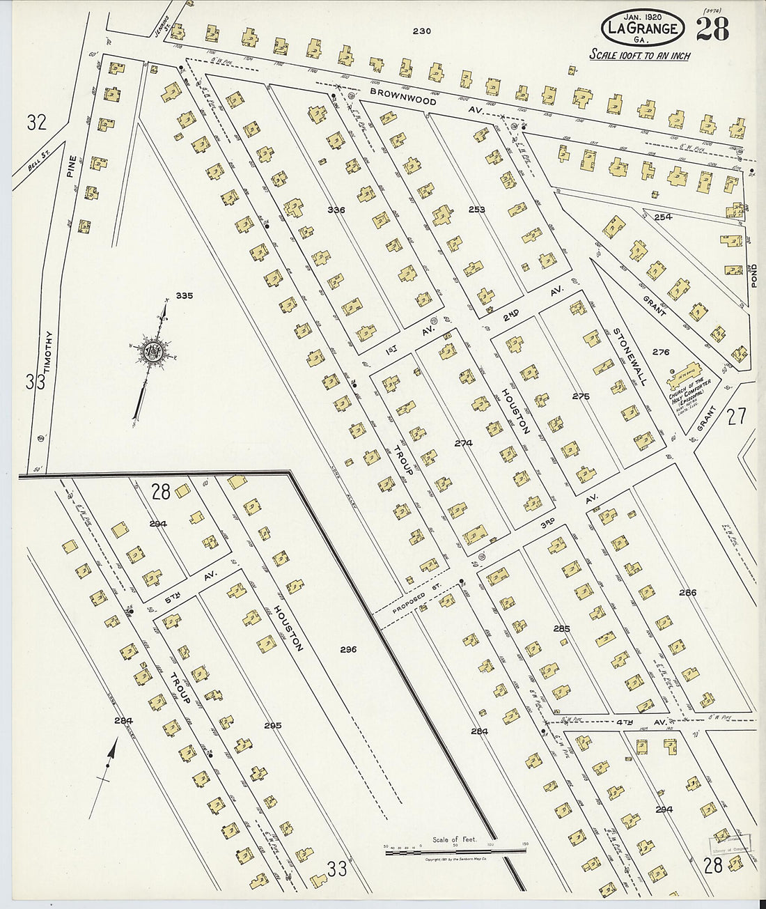 This old map of La Grange, Troup County, Georgia was created by Sanborn Map Company in 1921