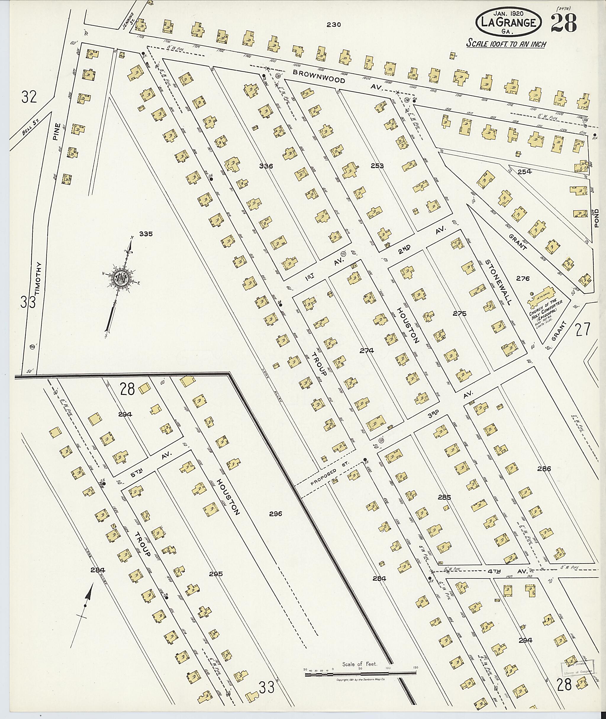 This old map of La Grange, Troup County, Georgia was created by Sanborn Map Company in 1921