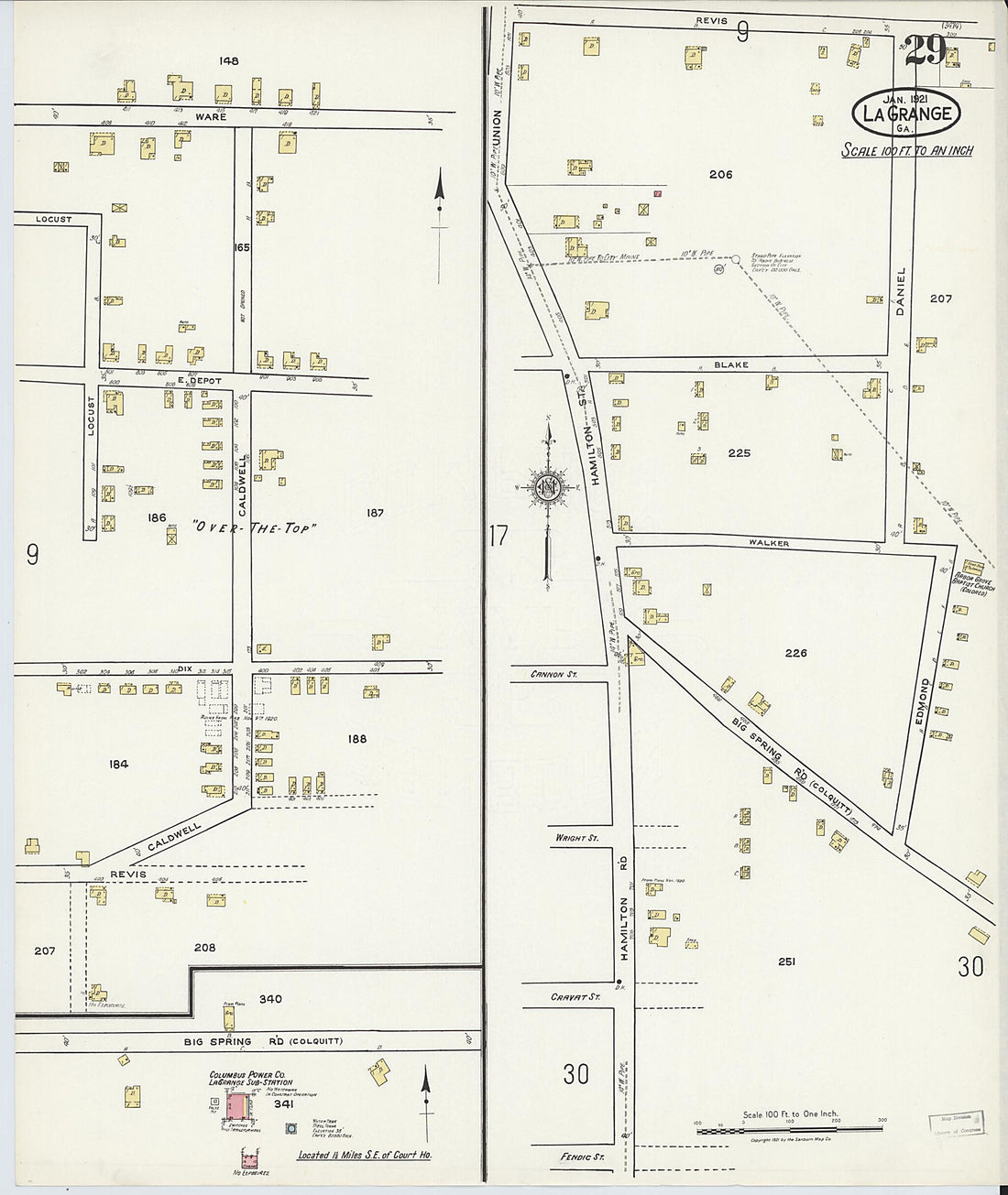 This old map of La Grange, Troup County, Georgia was created by Sanborn Map Company in 1921