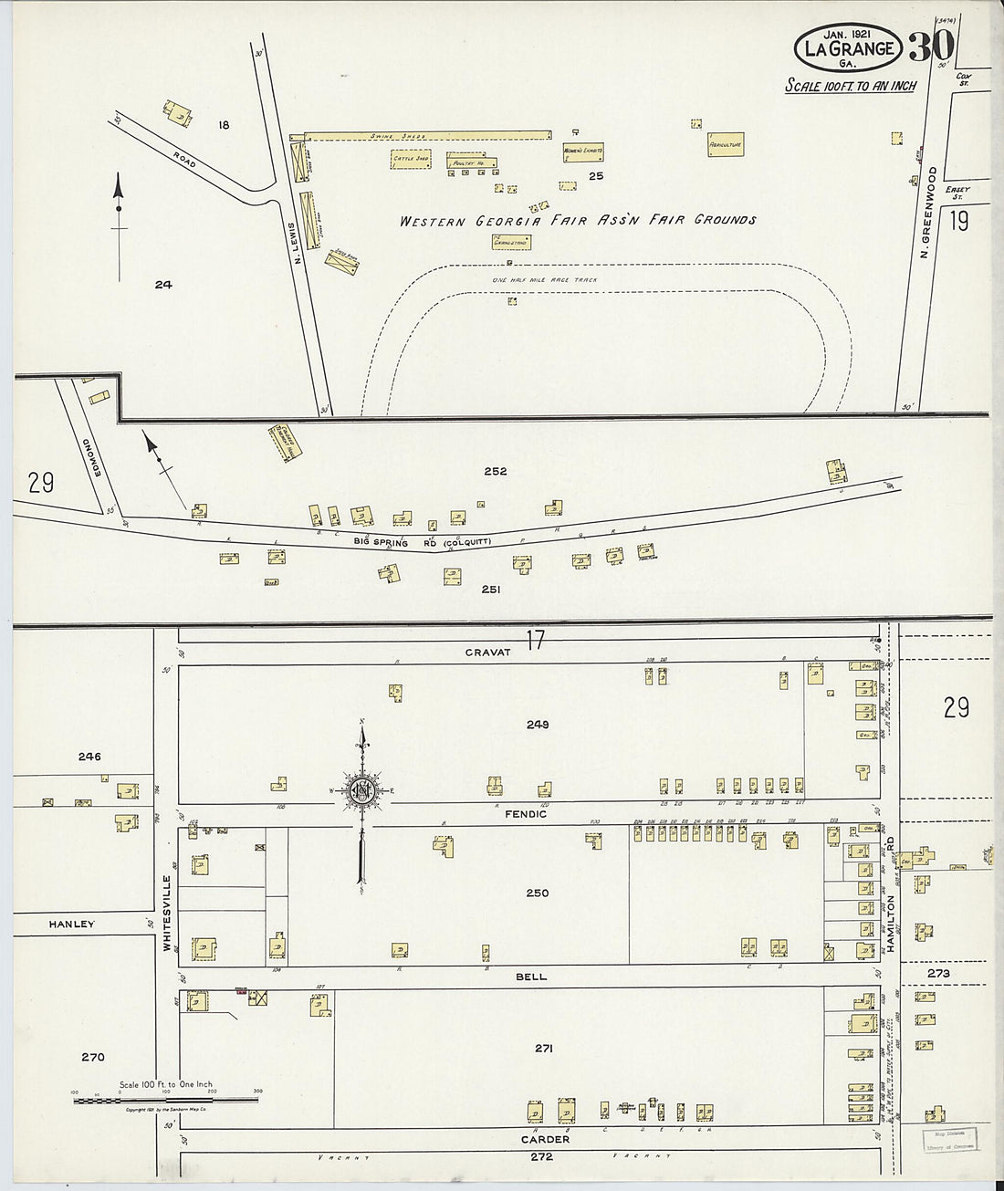 This old map of La Grange, Troup County, Georgia was created by Sanborn Map Company in 1921