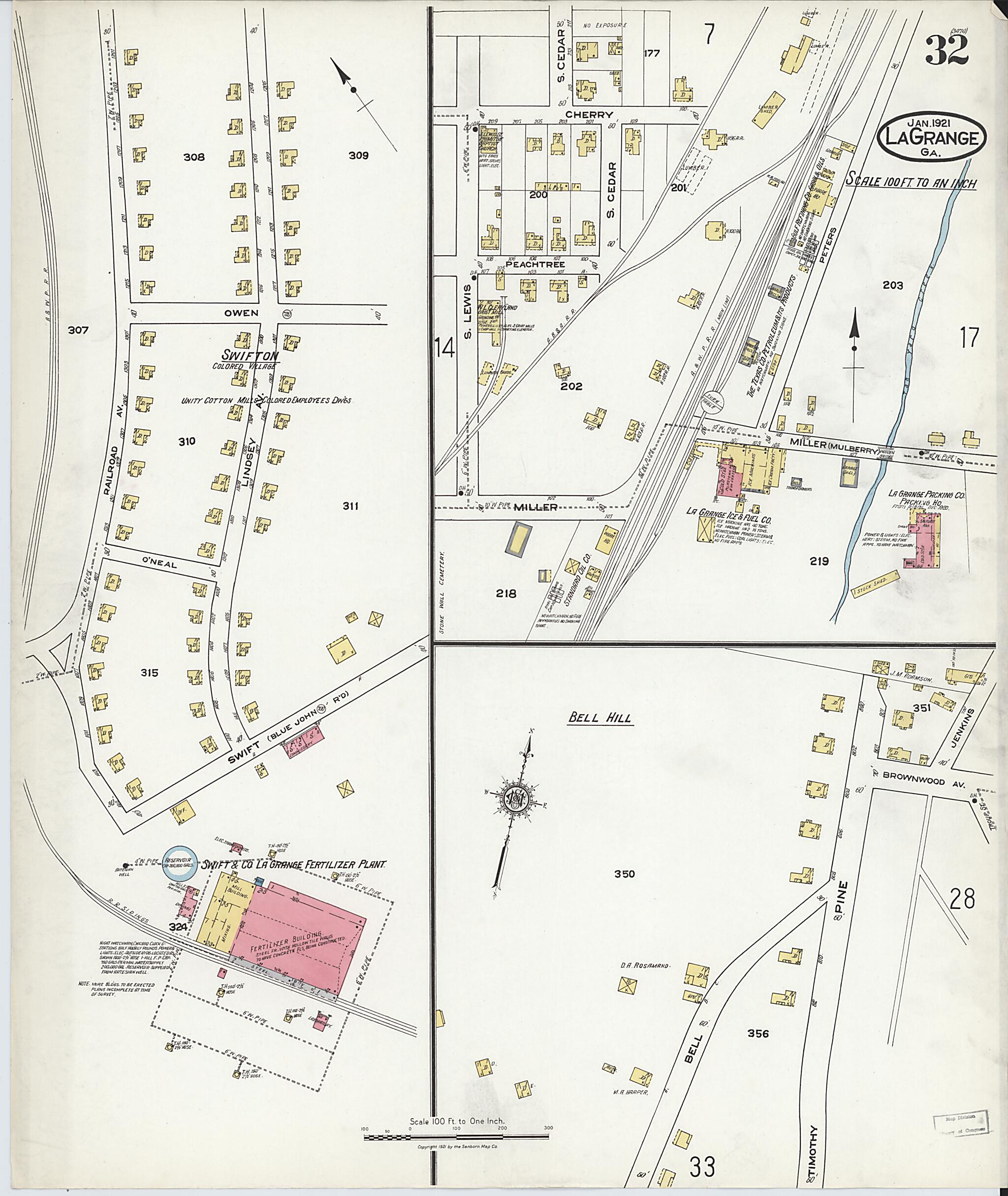 This old map of La Grange, Troup County, Georgia was created by Sanborn Map Company in 1921