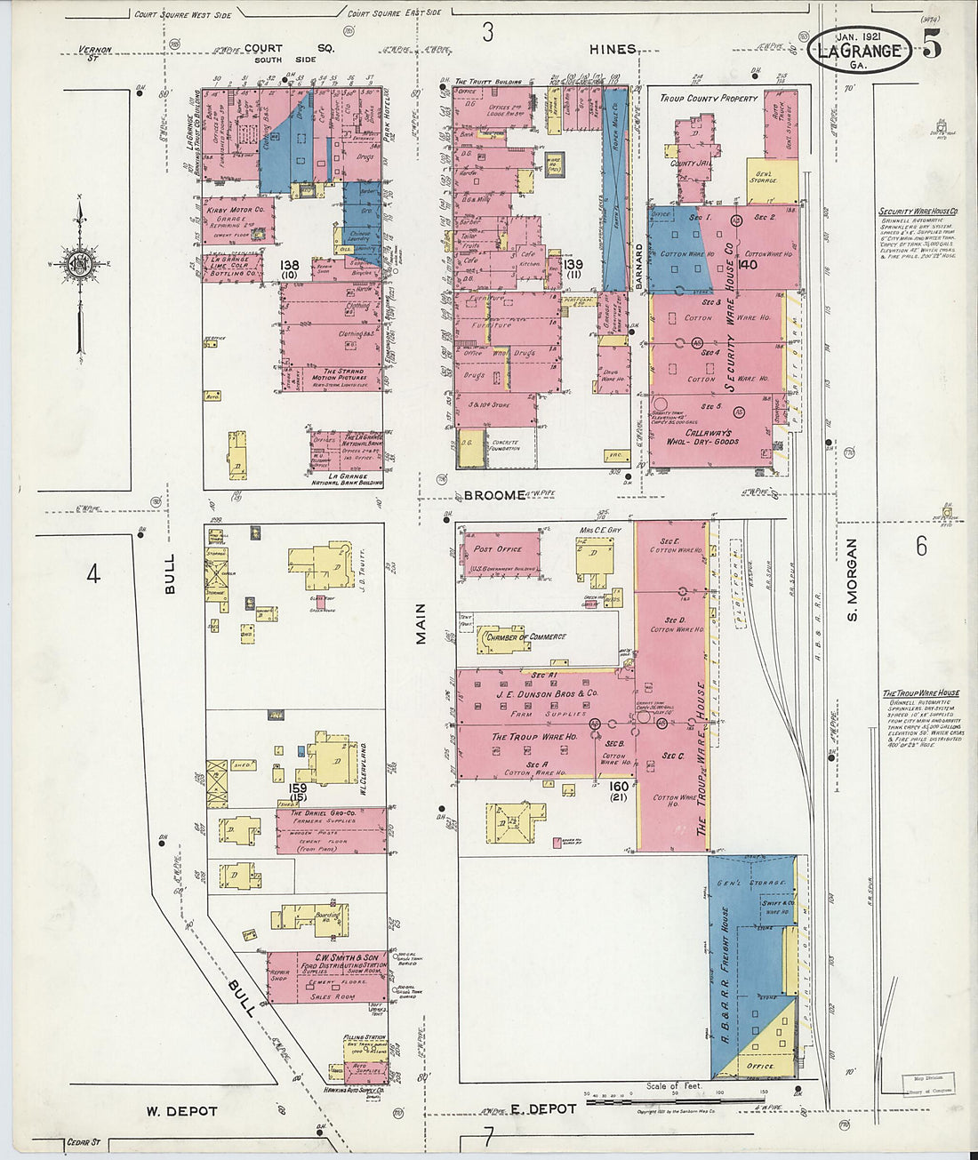 This old map of La Grange, Troup County, Georgia was created by Sanborn Map Company in 1921