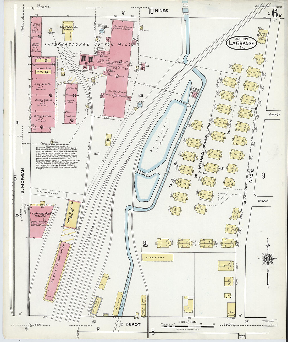 This old map of La Grange, Troup County, Georgia was created by Sanborn Map Company in 1921