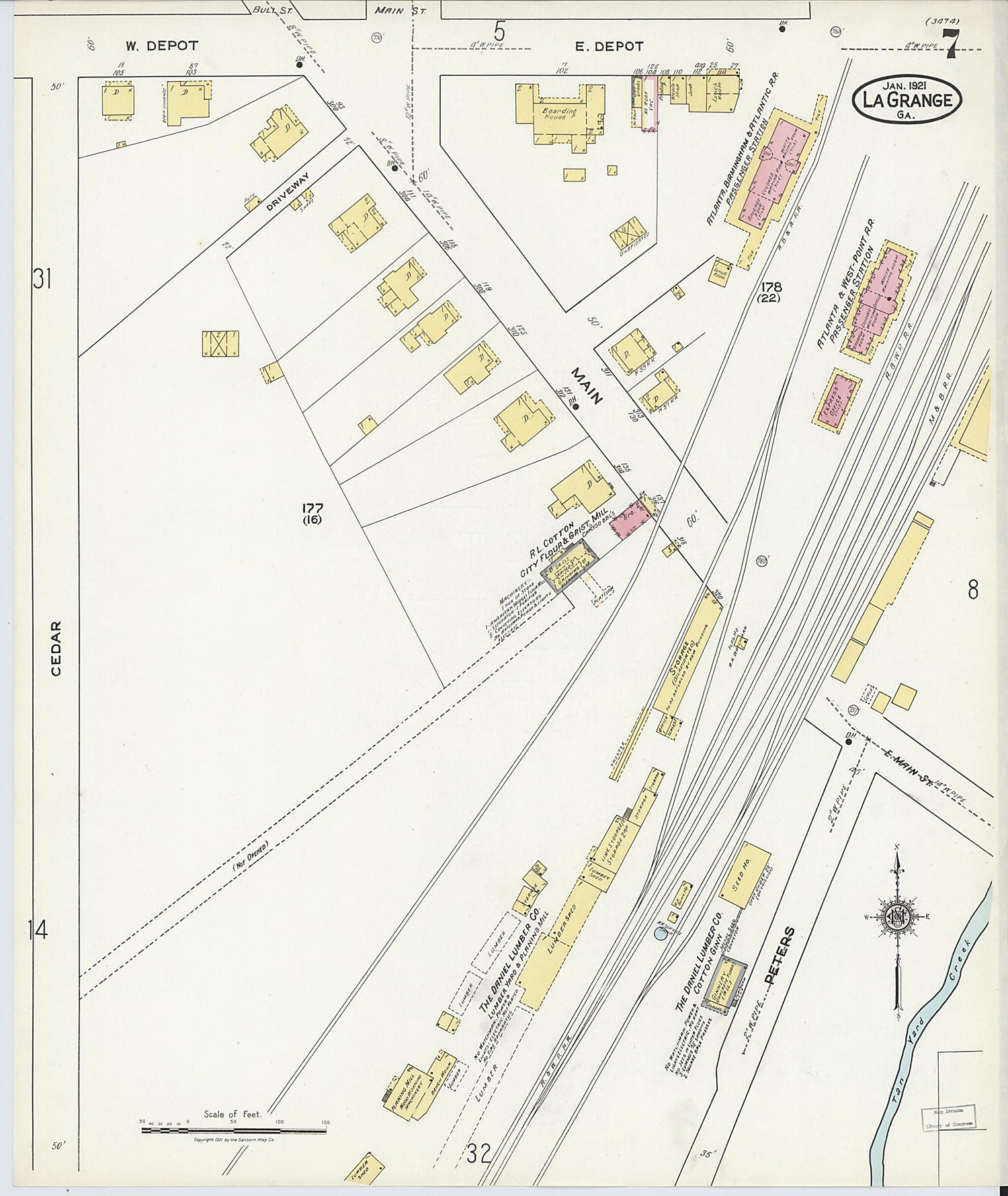 This old map of La Grange, Troup County, Georgia was created by Sanborn Map Company in 1921