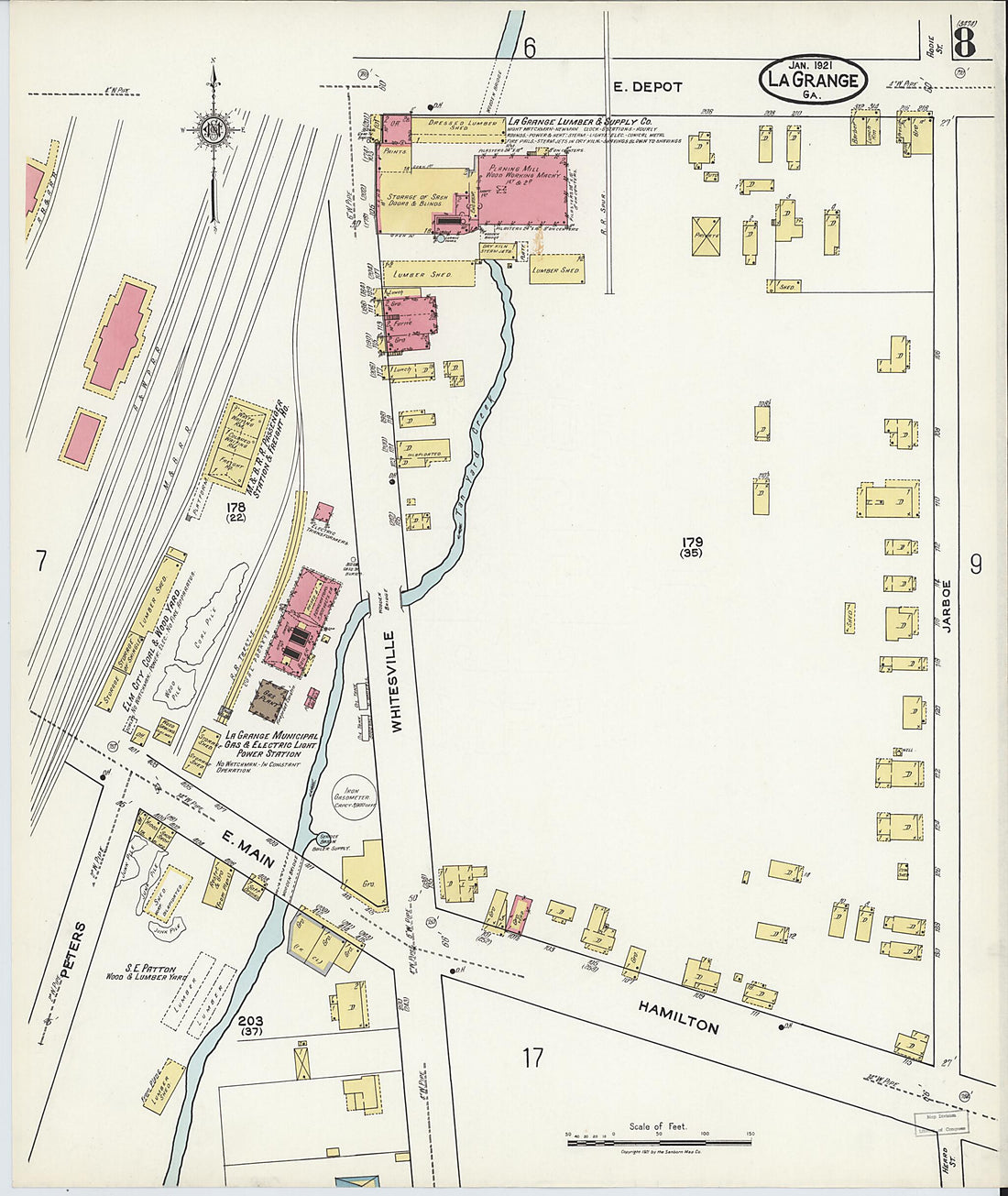 This old map of La Grange, Troup County, Georgia was created by Sanborn Map Company in 1921