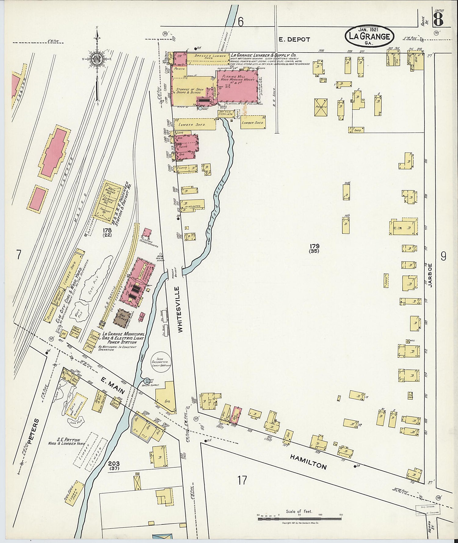 This old map of La Grange, Troup County, Georgia was created by Sanborn Map Company in 1921