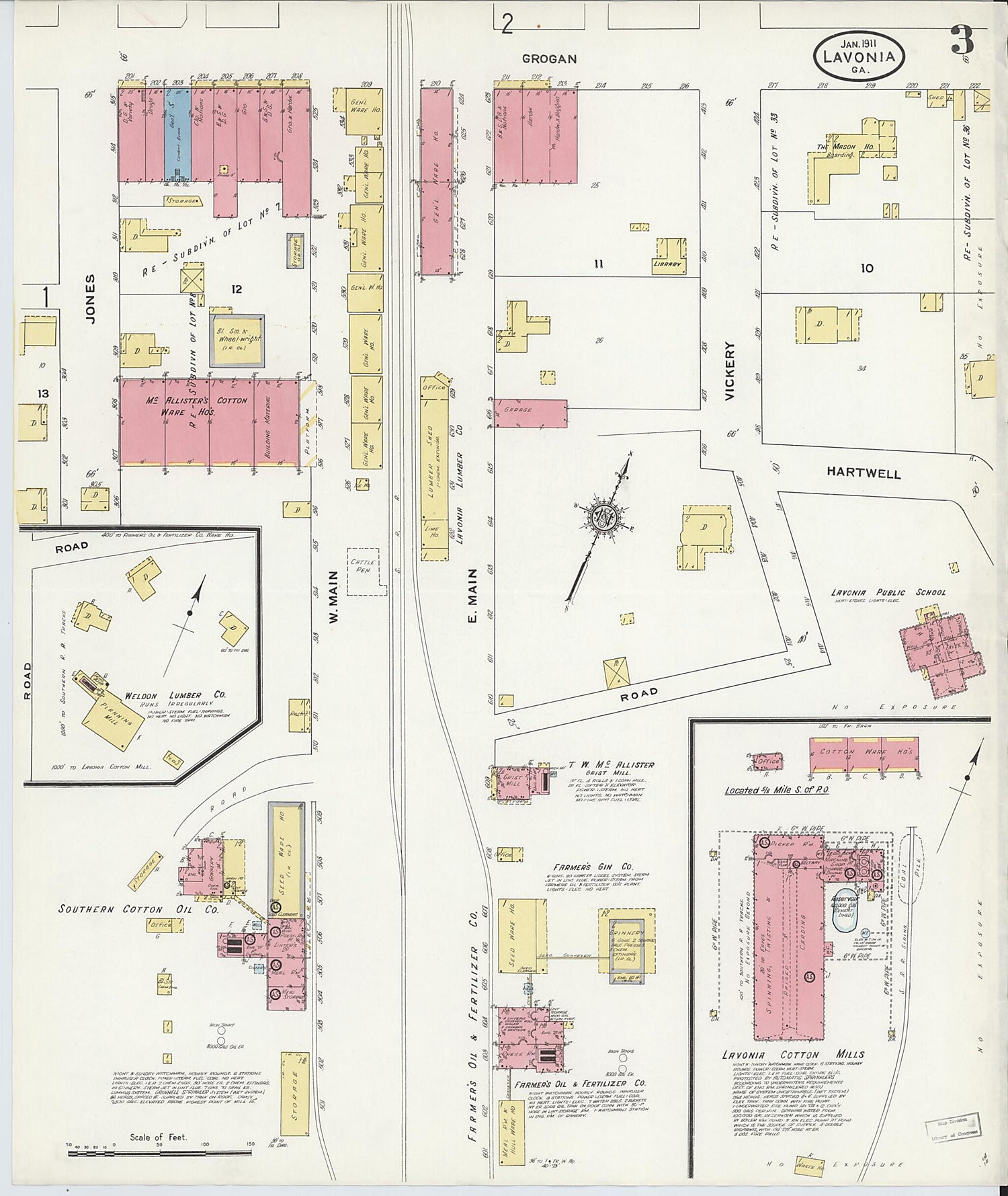 This old map of Lavonia, Franklin County, Georgia was created by Sanborn Map Company in 1911