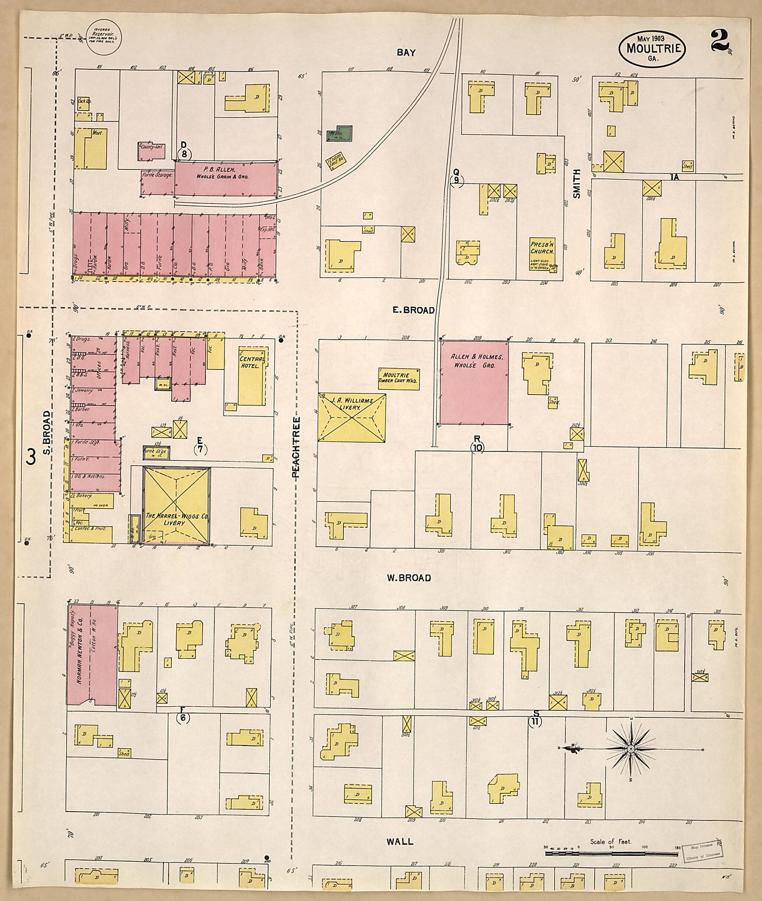 This old map of Moultrie, Colquitt County, Georgia was created by Sanborn Map Company in 1903