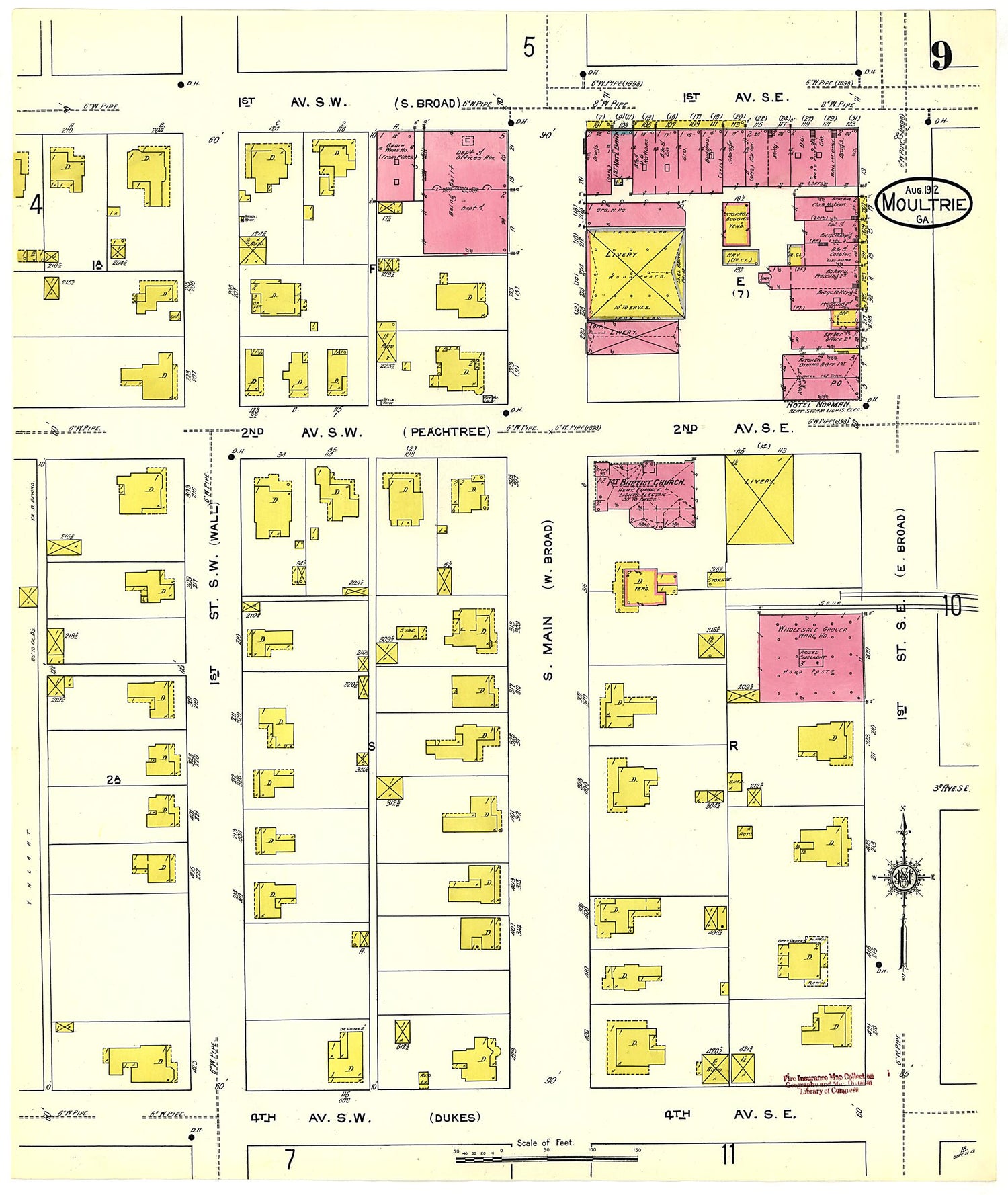 This old map of Moultrie, Colquitt County, Georgia was created by Sanborn Map Company in 1912