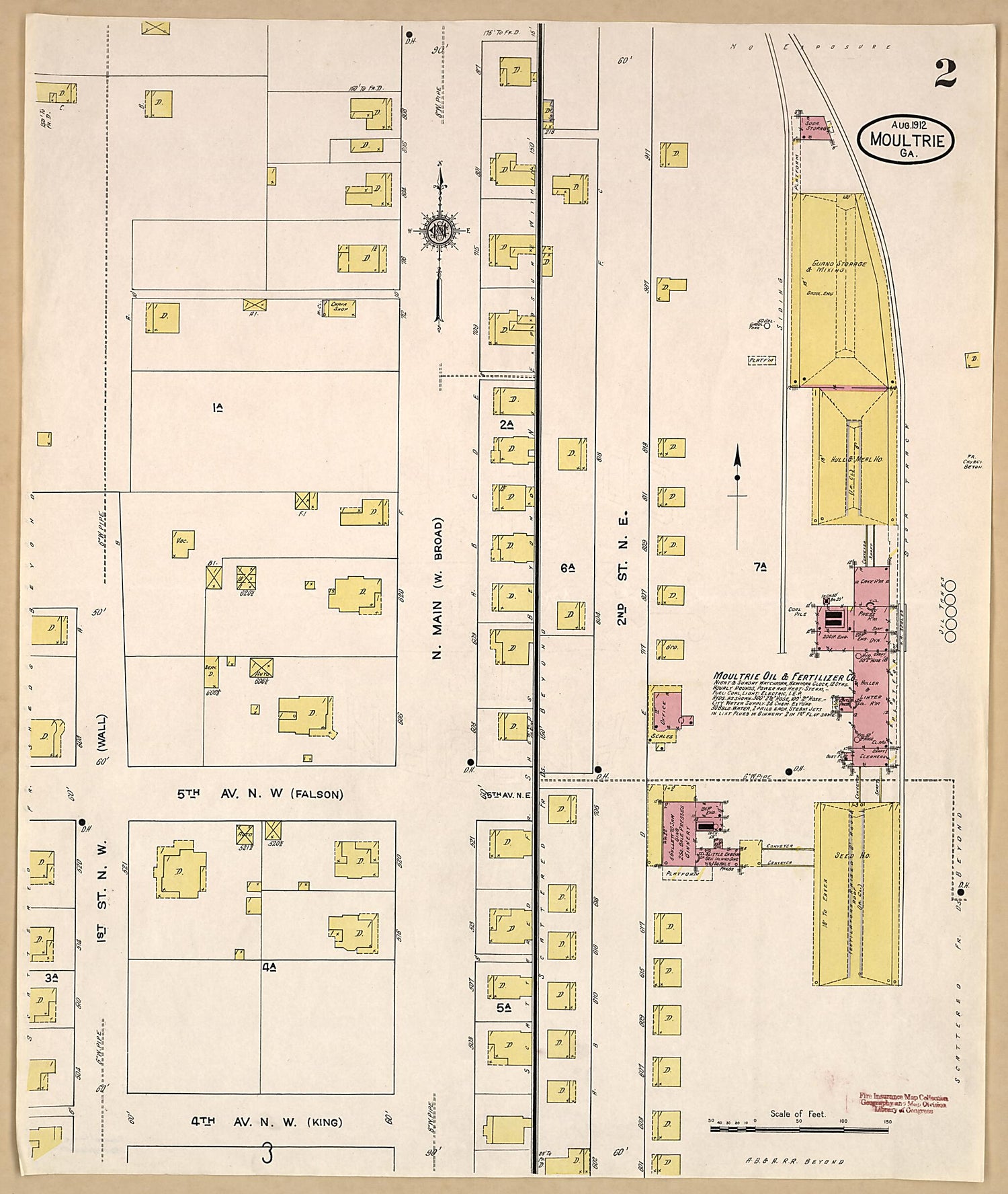 This old map of Moultrie, Colquitt County, Georgia was created by Sanborn Map Company in 1912