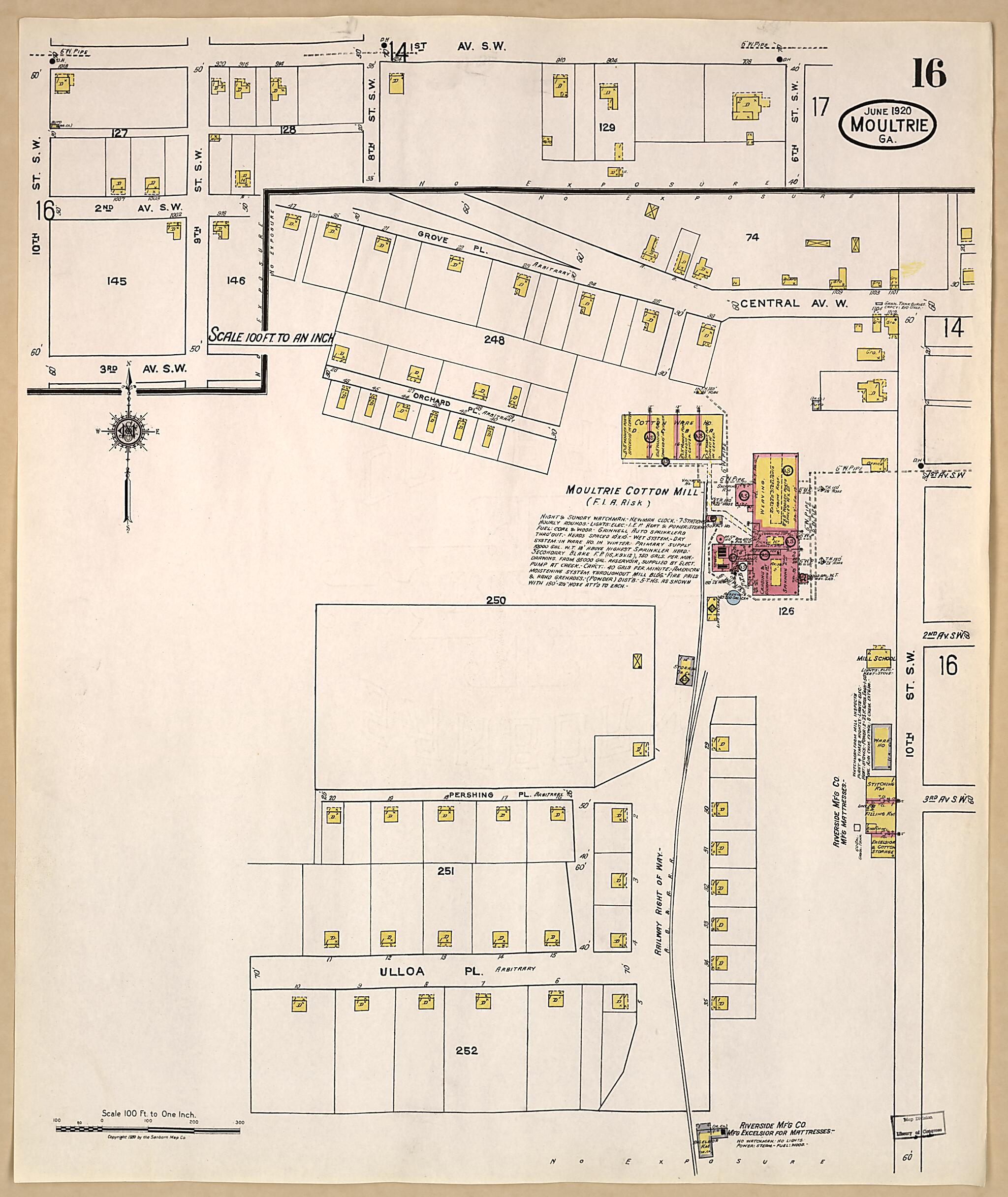 This old map of Moultrie, Colquitt County, Georgia was created by Sanborn Map Company in 1920