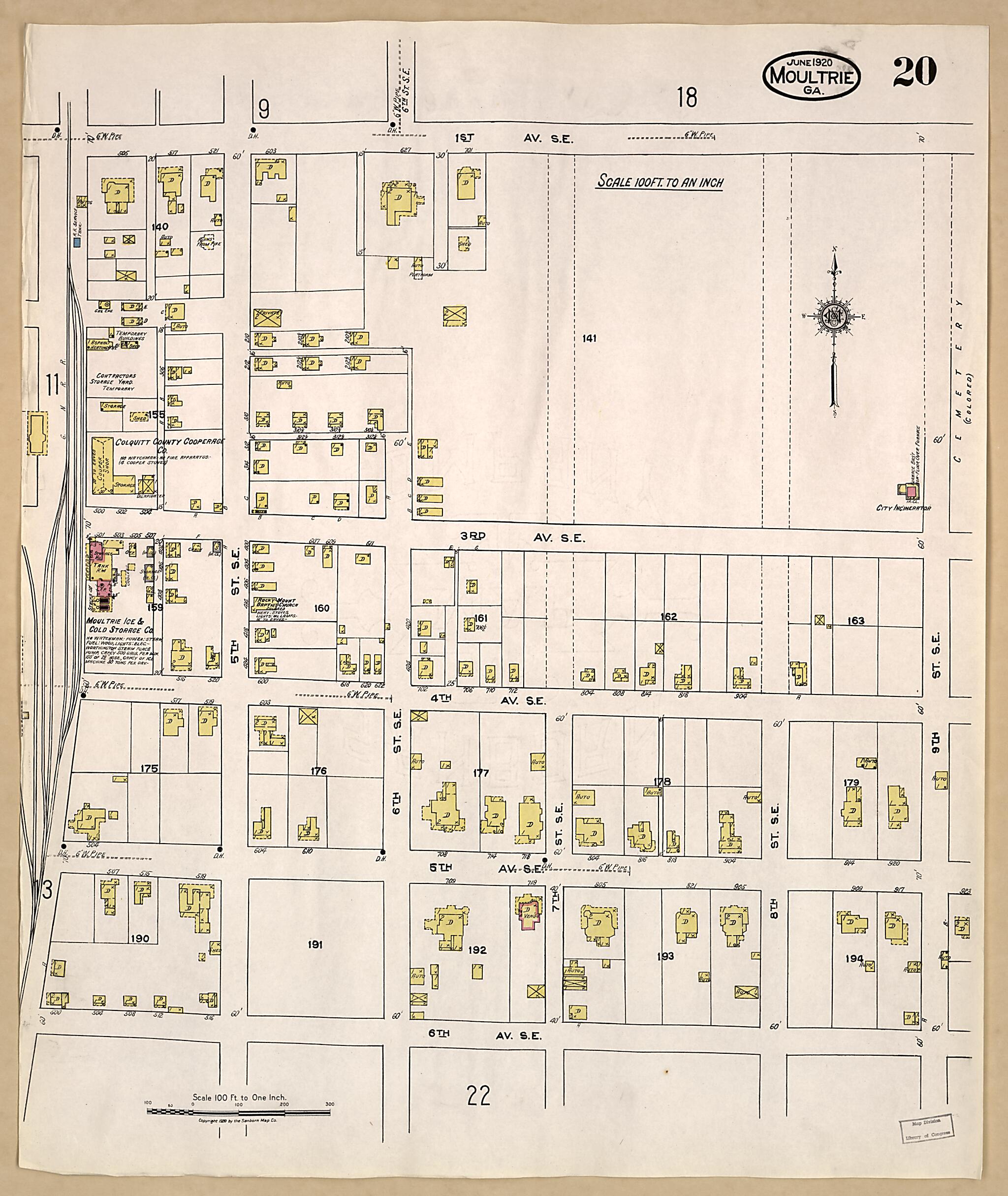 Moultrie, Colquitt County, Georgia 1920 (Sheet 20 of 25) by Relic Map Company