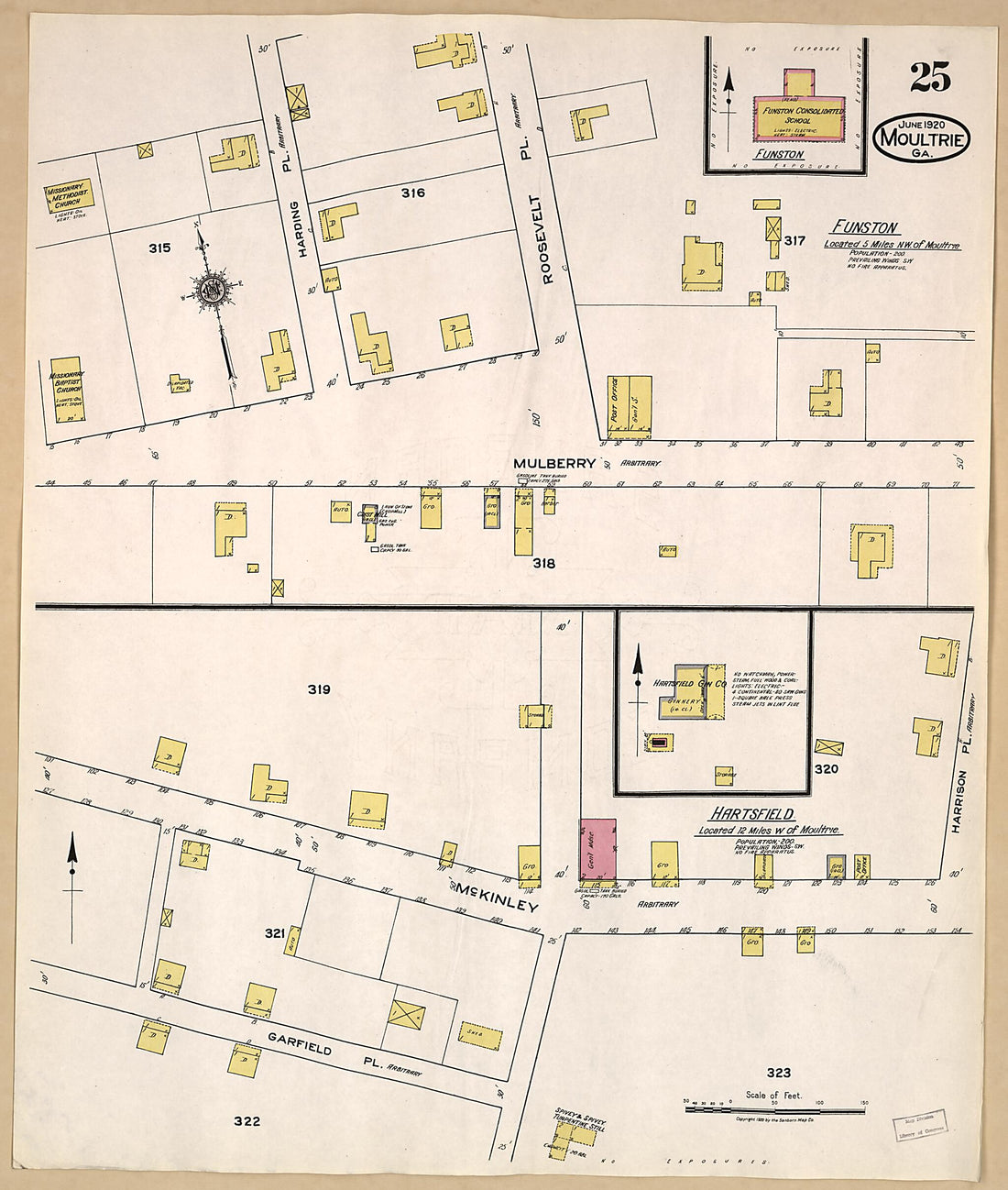 This old map of Moultrie, Colquitt County, Georgia was created by Sanborn Map Company in 1920