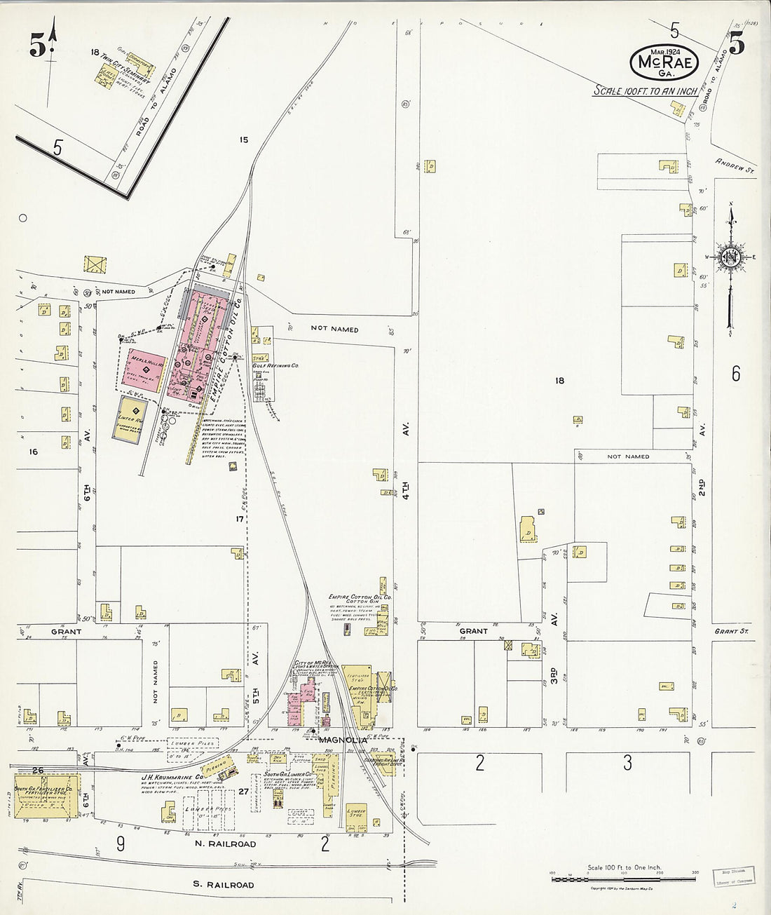 This old map of McRae, Telfair County, Georgia was created by Sanborn Map Company in 1924