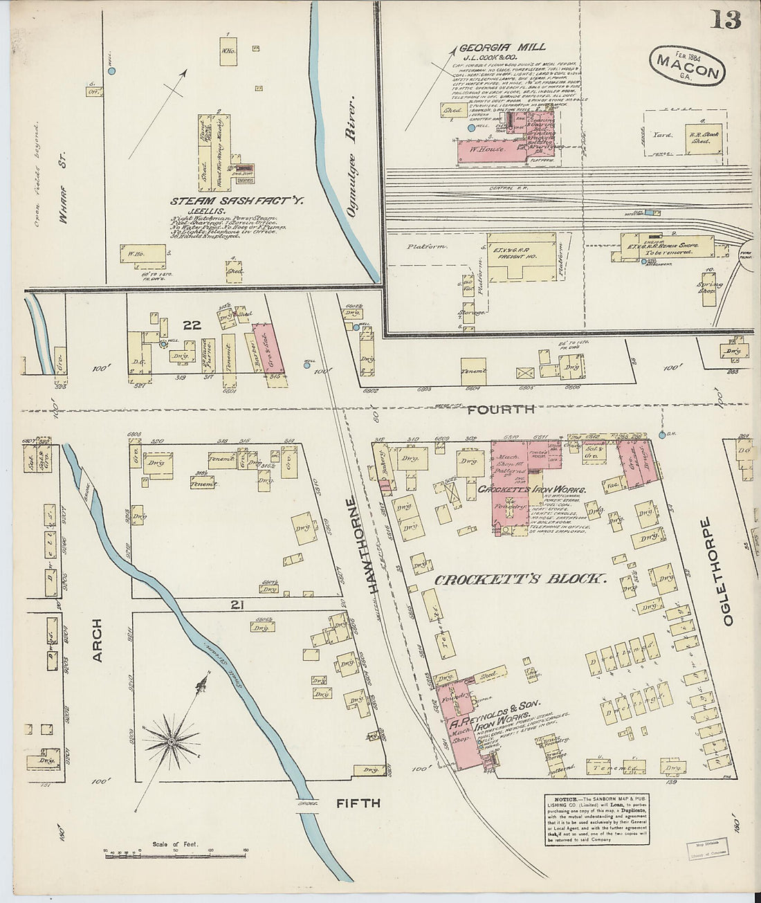 This old map of Macon, Jones County, Georgia was created by Sanborn Map Company in 1884