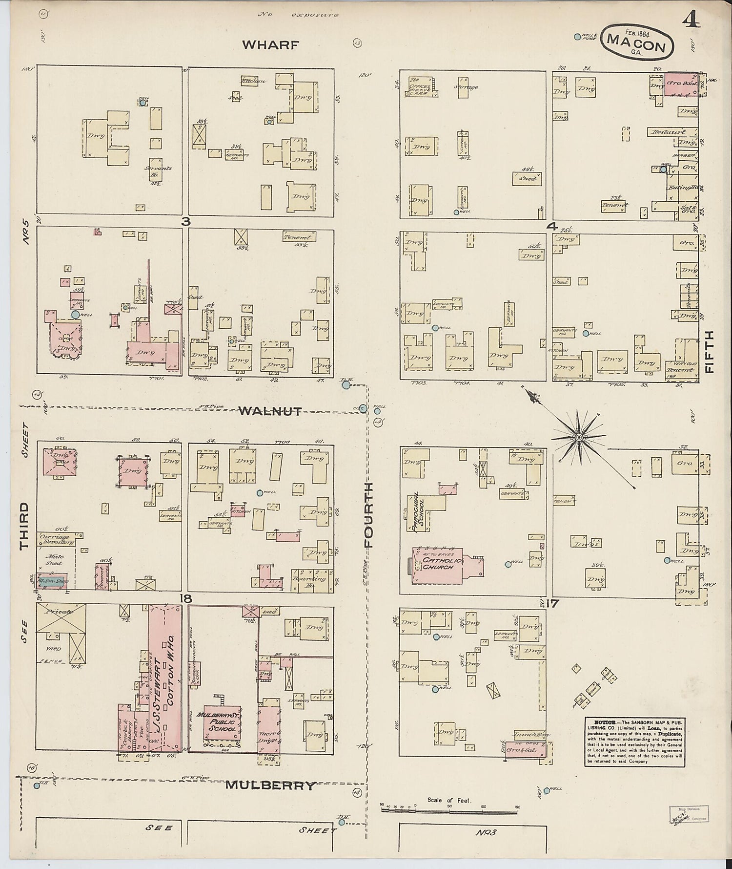 This old map of Macon, Jones County, Georgia was created by Sanborn Map Company in 1884