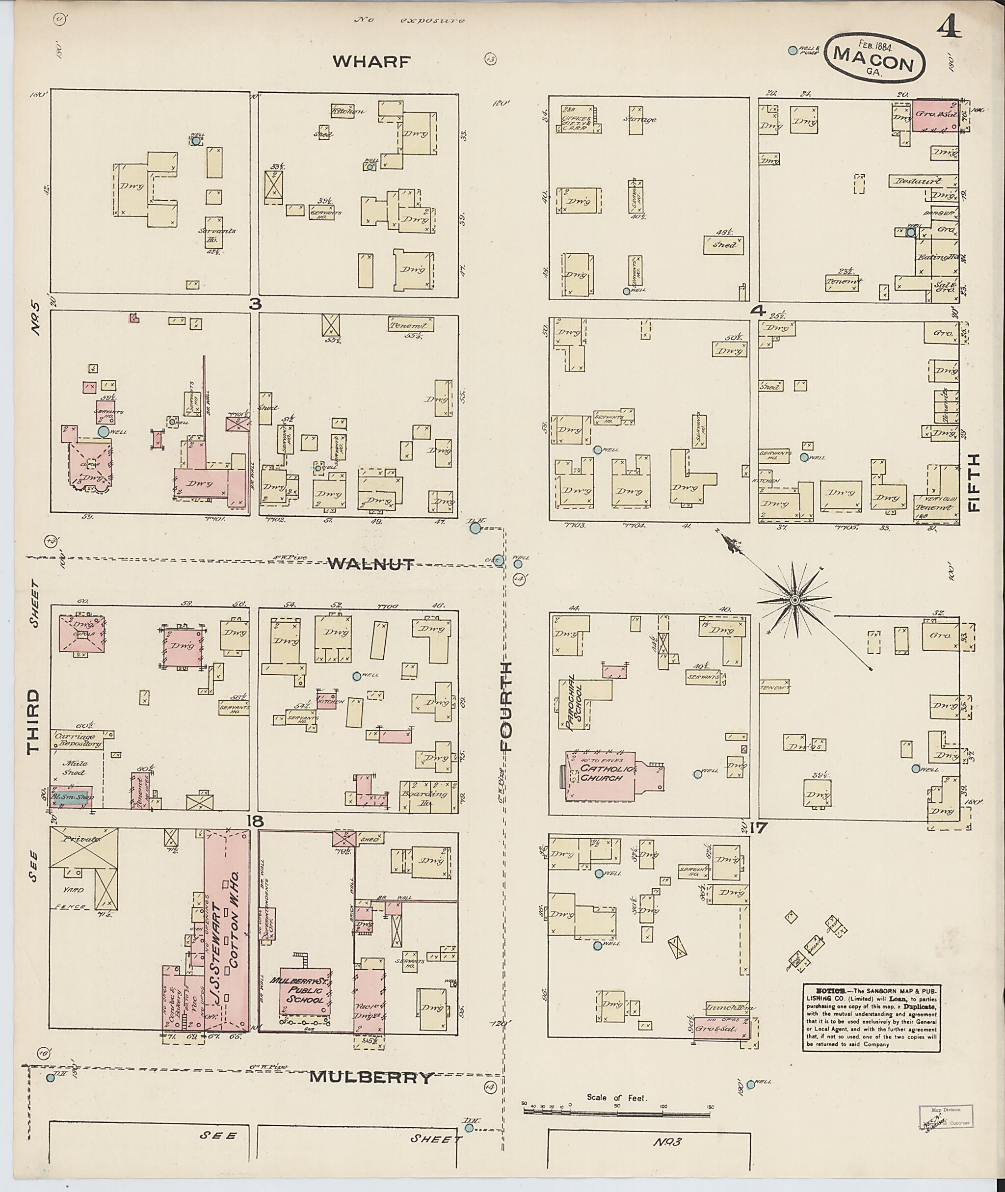 This old map of Macon, Jones County, Georgia was created by Sanborn Map Company in 1884
