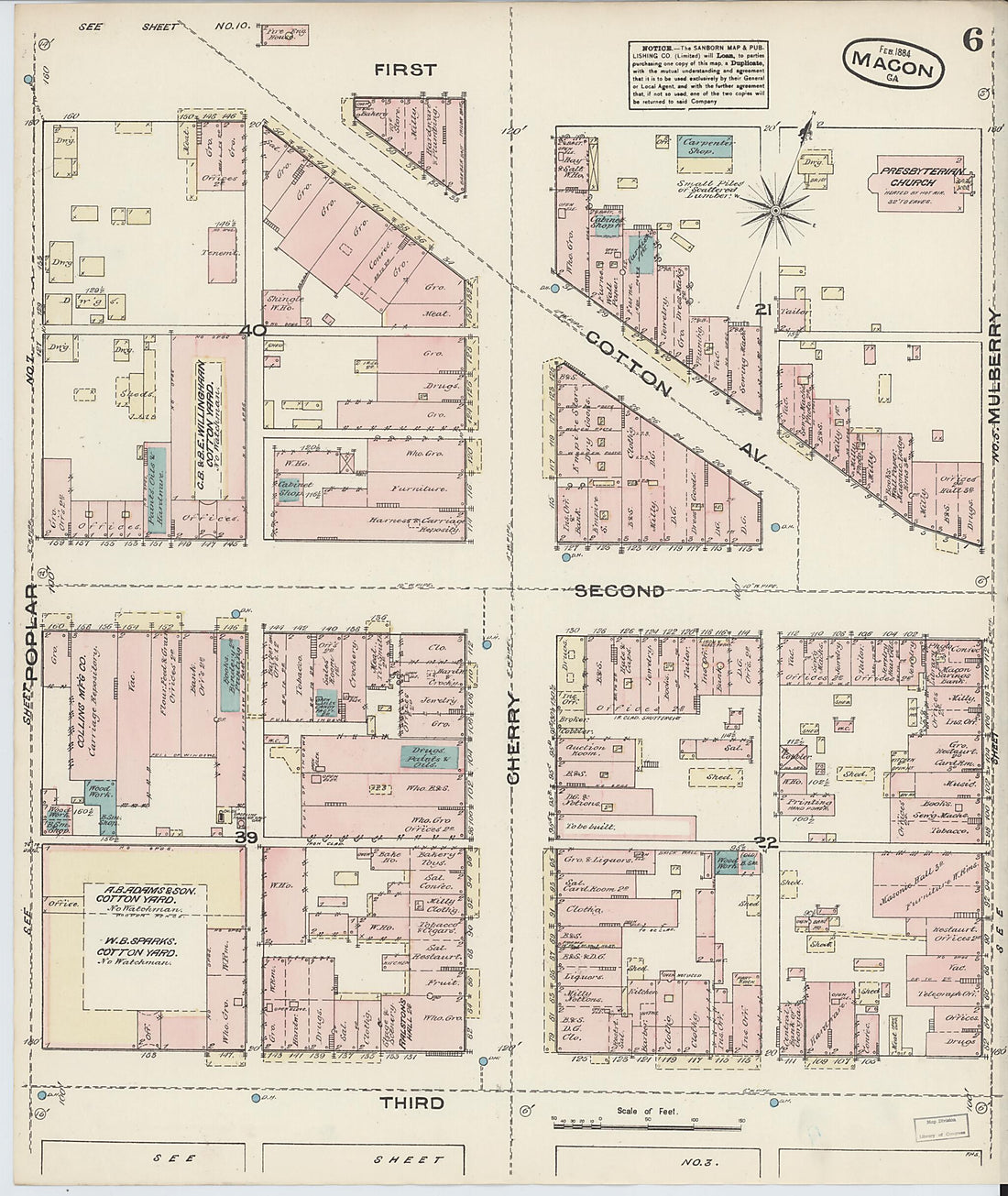 This old map of Macon, Jones County, Georgia was created by Sanborn Map Company in 1884