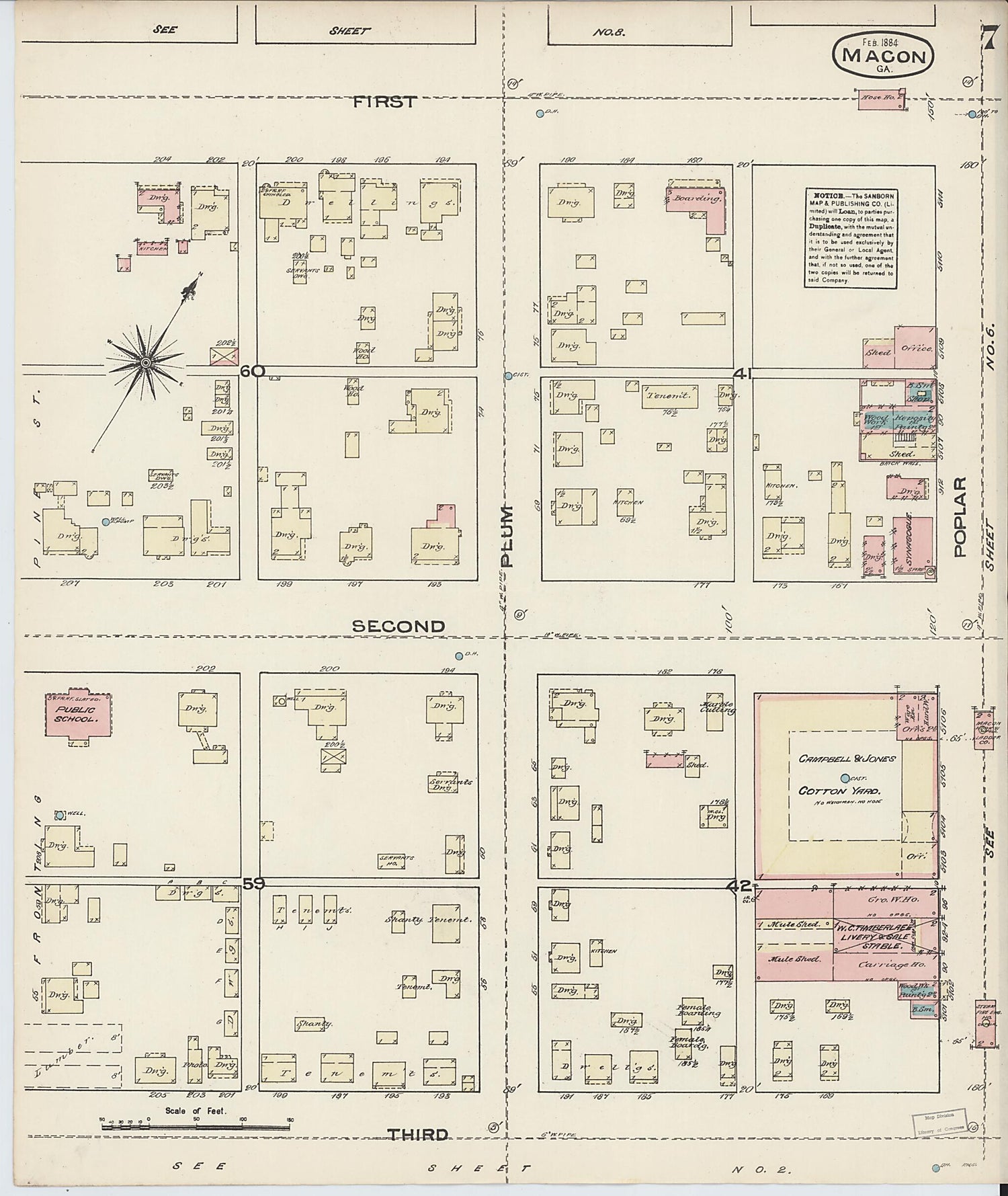 This old map of Macon, Jones County, Georgia was created by Sanborn Map Company in 1884
