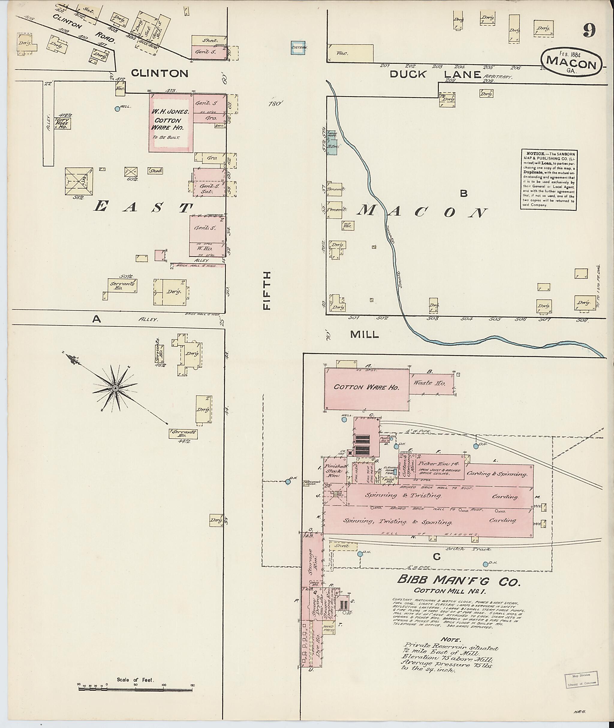 This old map of Macon, Jones County, Georgia was created by Sanborn Map Company in 1884