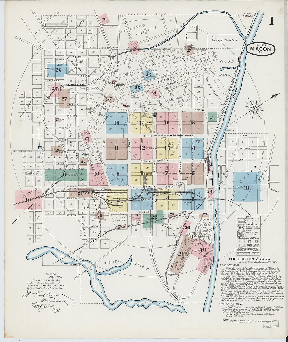 This old map of Macon, Jones County, Georgia was created by Sanborn Map Company in 1889