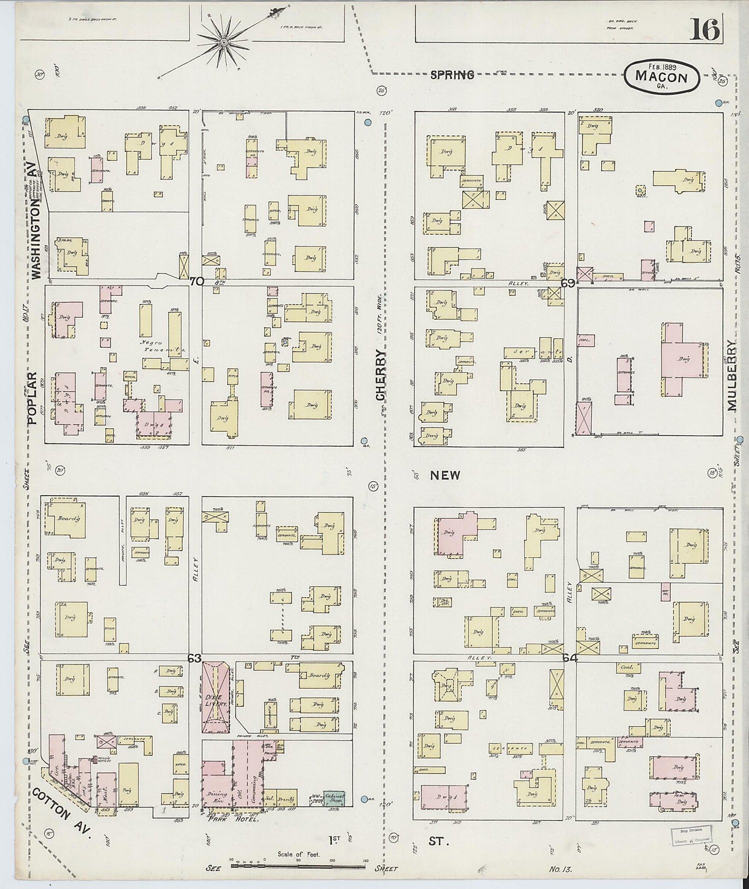 This old map of Macon, Jones County, Georgia was created by Sanborn Map Company in 1889