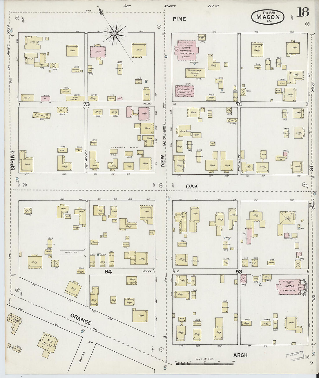 This old map of Macon, Jones County, Georgia was created by Sanborn Map Company in 1889