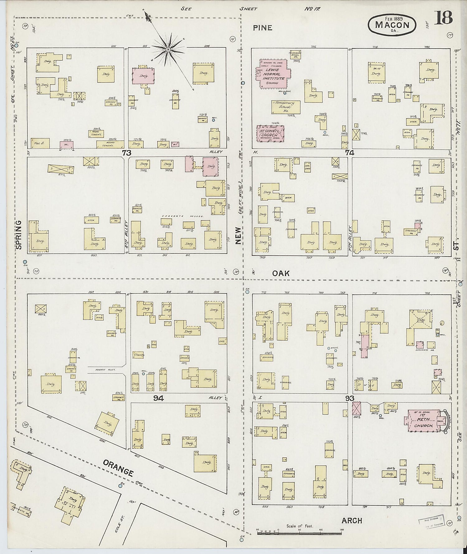 This old map of Macon, Jones County, Georgia was created by Sanborn Map Company in 1889