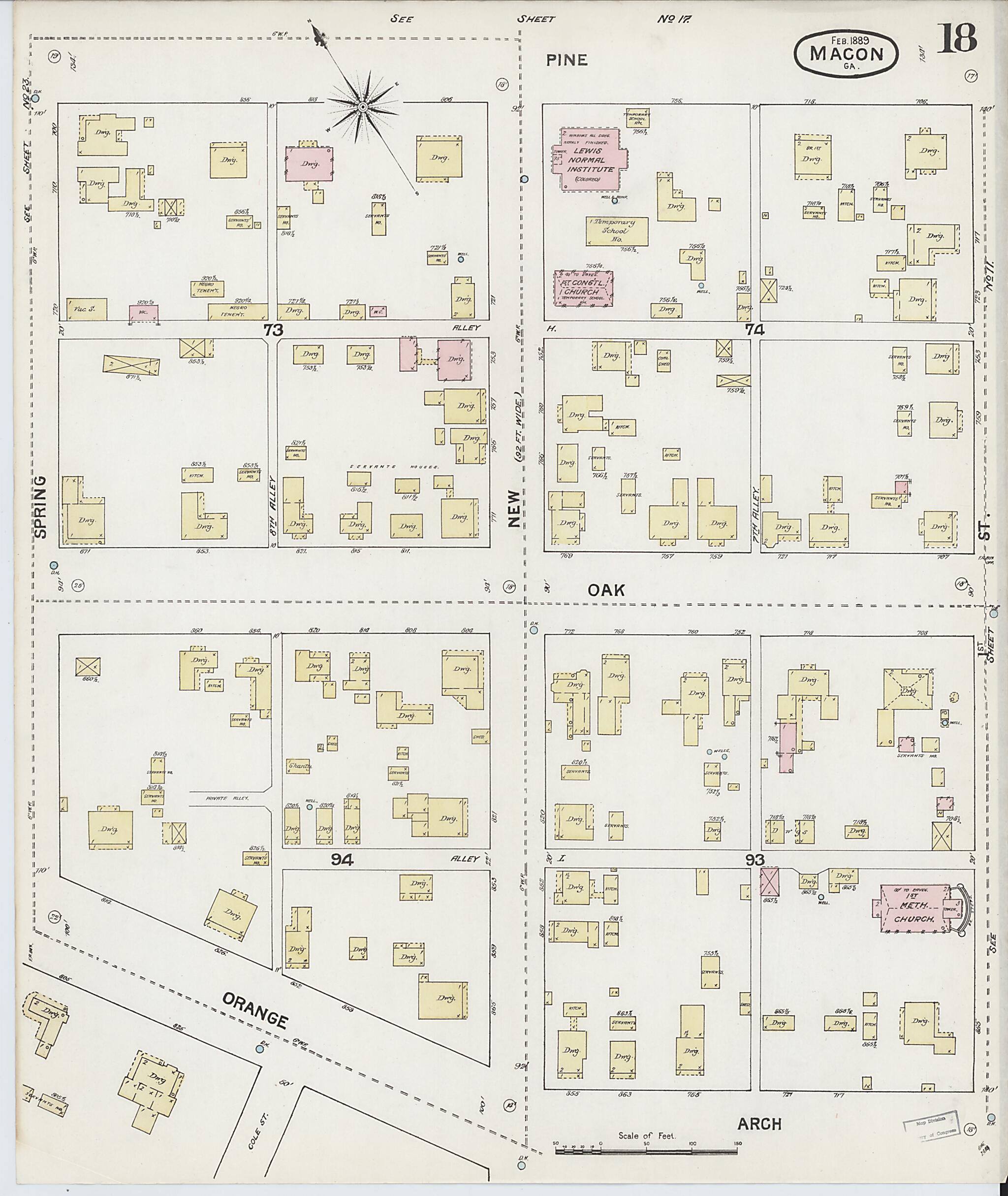 This old map of Macon, Jones County, Georgia was created by Sanborn Map Company in 1889