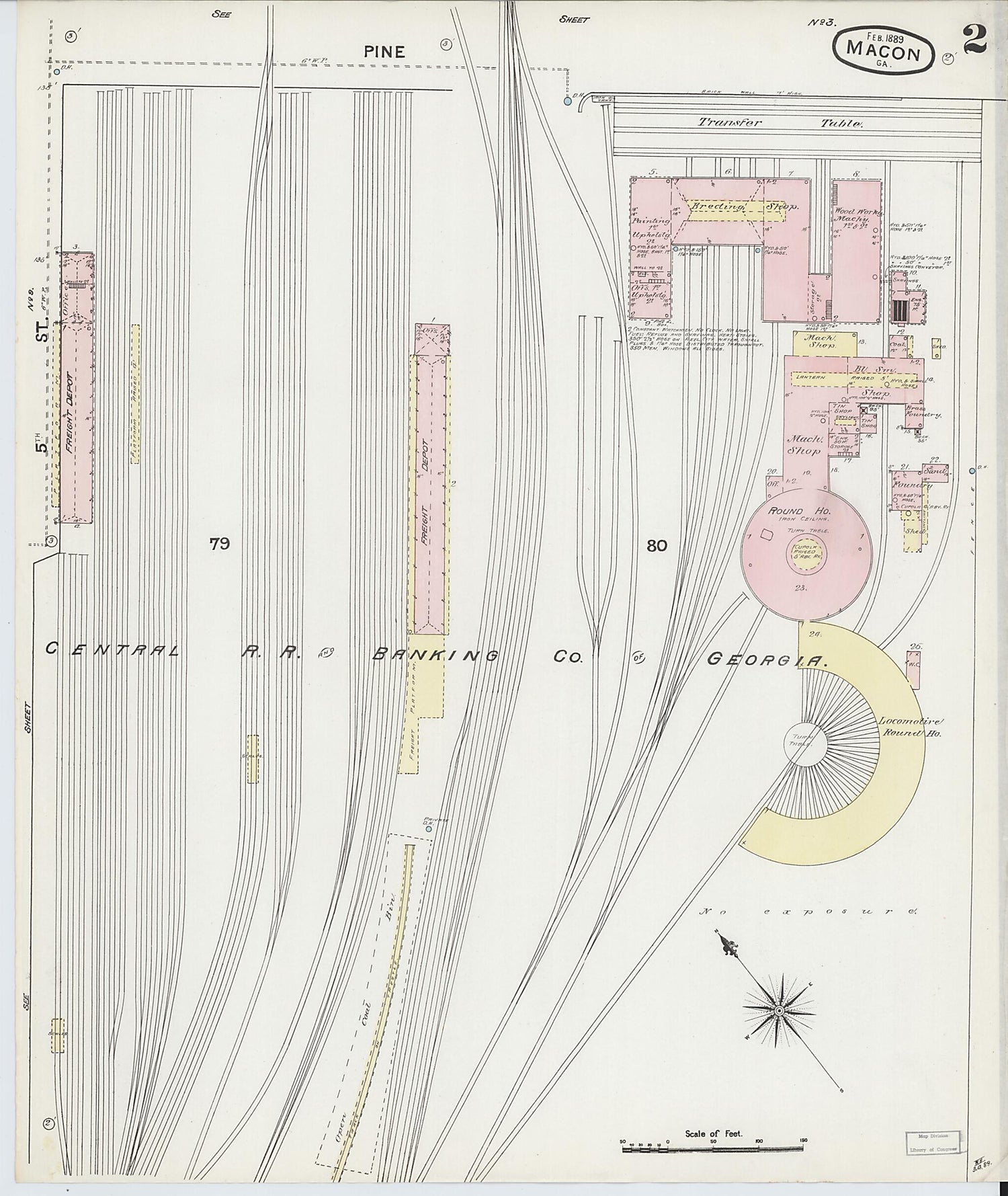 This old map of Macon, Jones County, Georgia was created by Sanborn Map Company in 1889