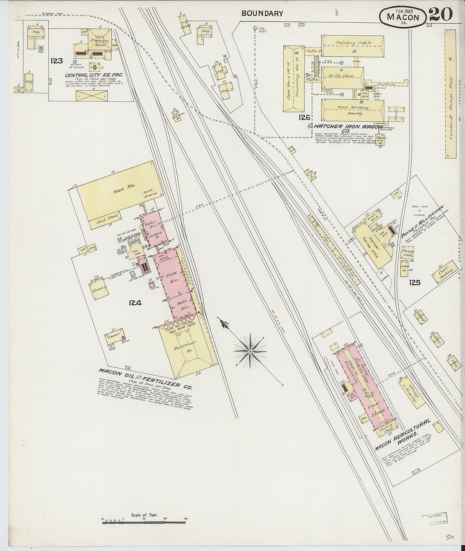 This old map of Macon, Jones County, Georgia was created by Sanborn Map Company in 1889