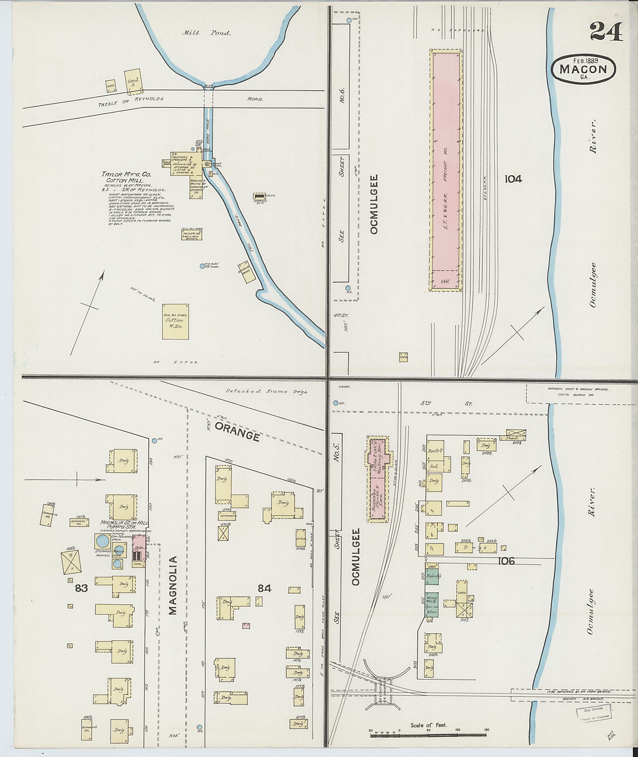 This old map of Macon, Jones County, Georgia was created by Sanborn Map Company in 1889