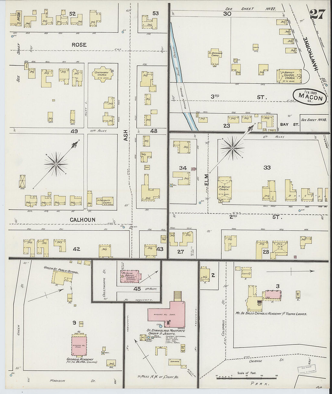 This old map of Macon, Jones County, Georgia was created by Sanborn Map Company in 1889