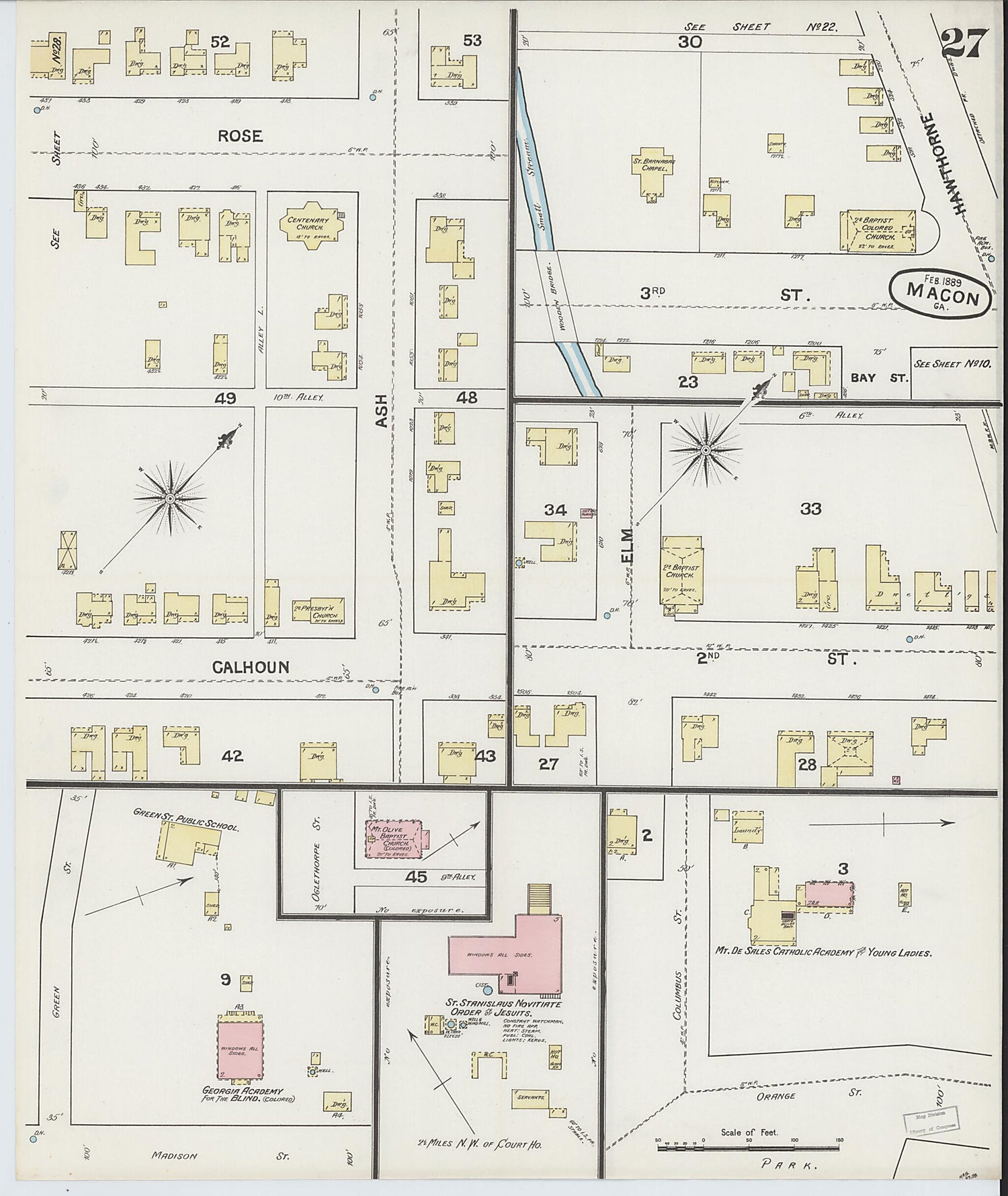 This old map of Macon, Jones County, Georgia was created by Sanborn Map Company in 1889