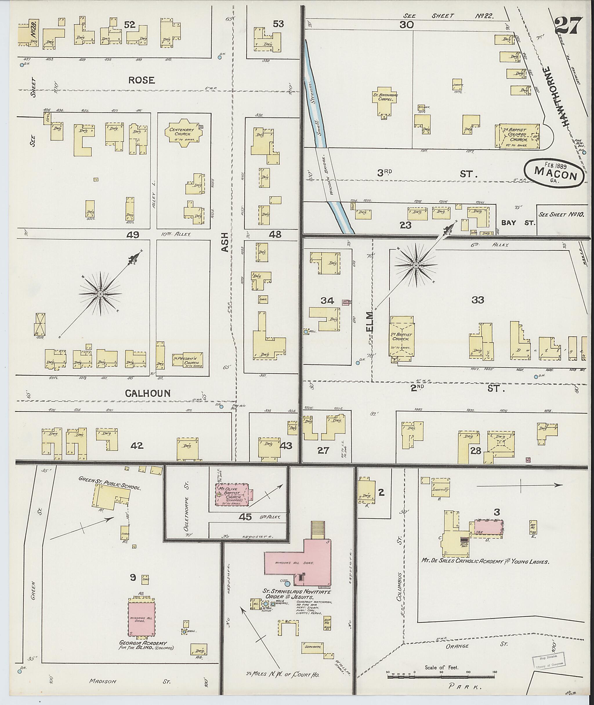 This old map of Macon, Jones County, Georgia was created by Sanborn Map Company in 1889