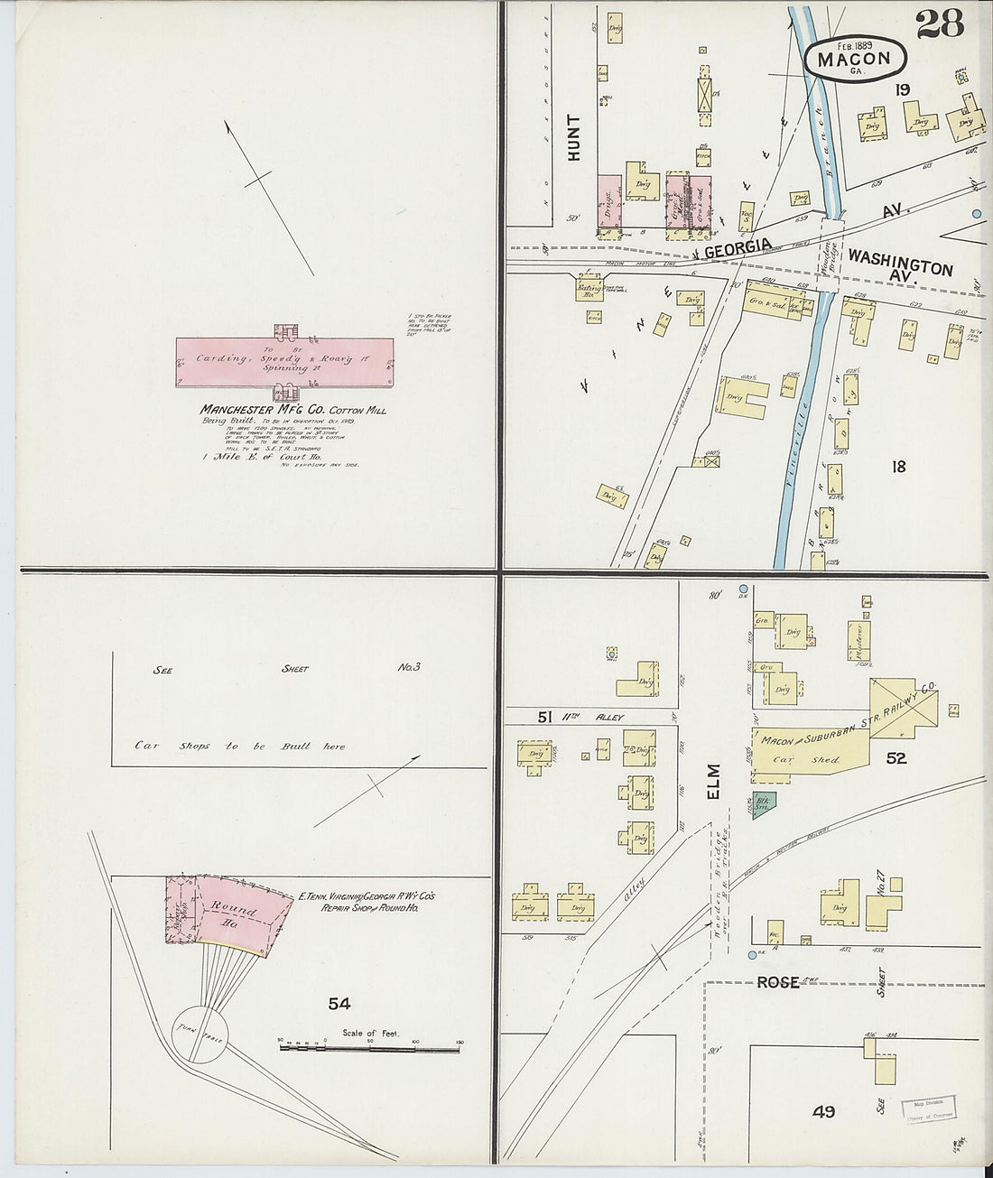 This old map of Macon, Jones County, Georgia was created by Sanborn Map Company in 1889