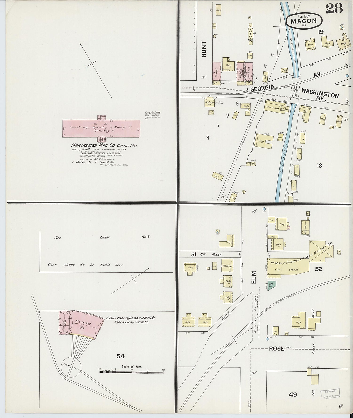 This old map of Macon, Jones County, Georgia was created by Sanborn Map Company in 1889