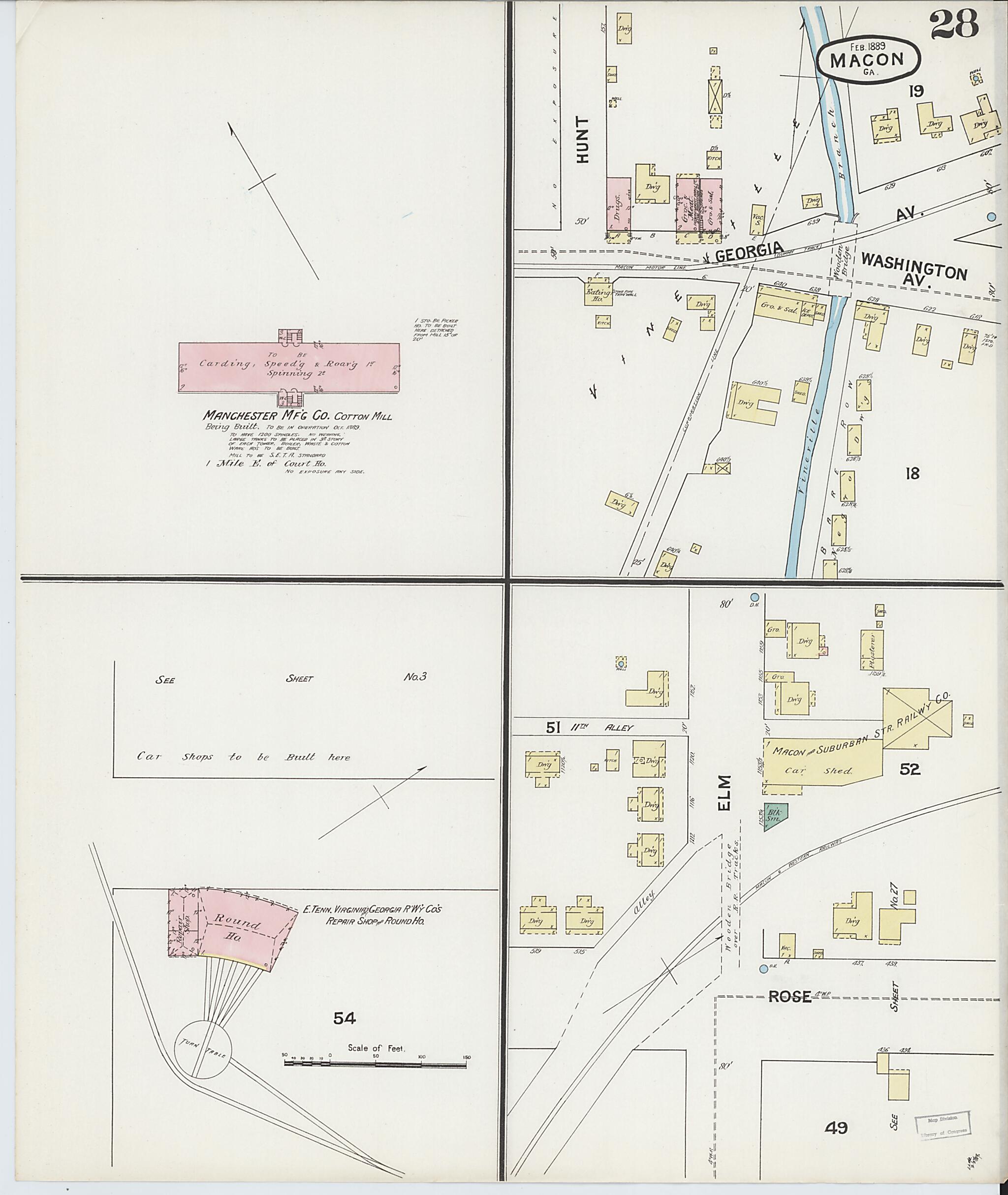 This old map of Macon, Jones County, Georgia was created by Sanborn Map Company in 1889