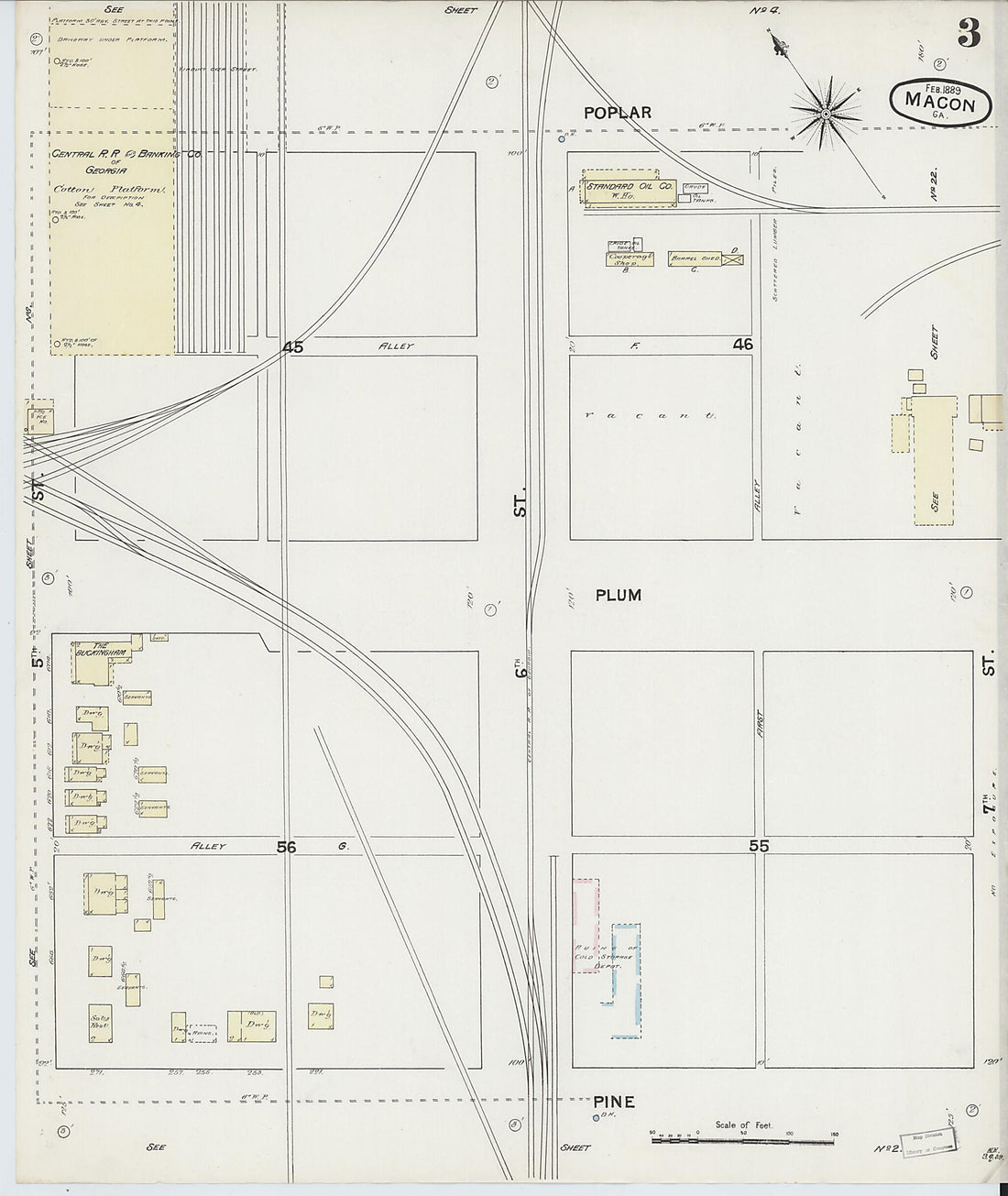This old map of Macon, Jones County, Georgia was created by Sanborn Map Company in 1889