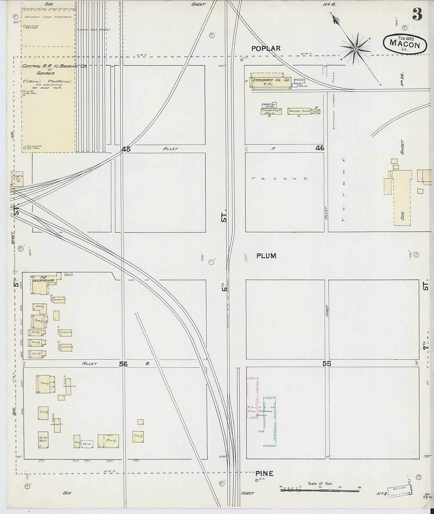 This old map of Macon, Jones County, Georgia was created by Sanborn Map Company in 1889