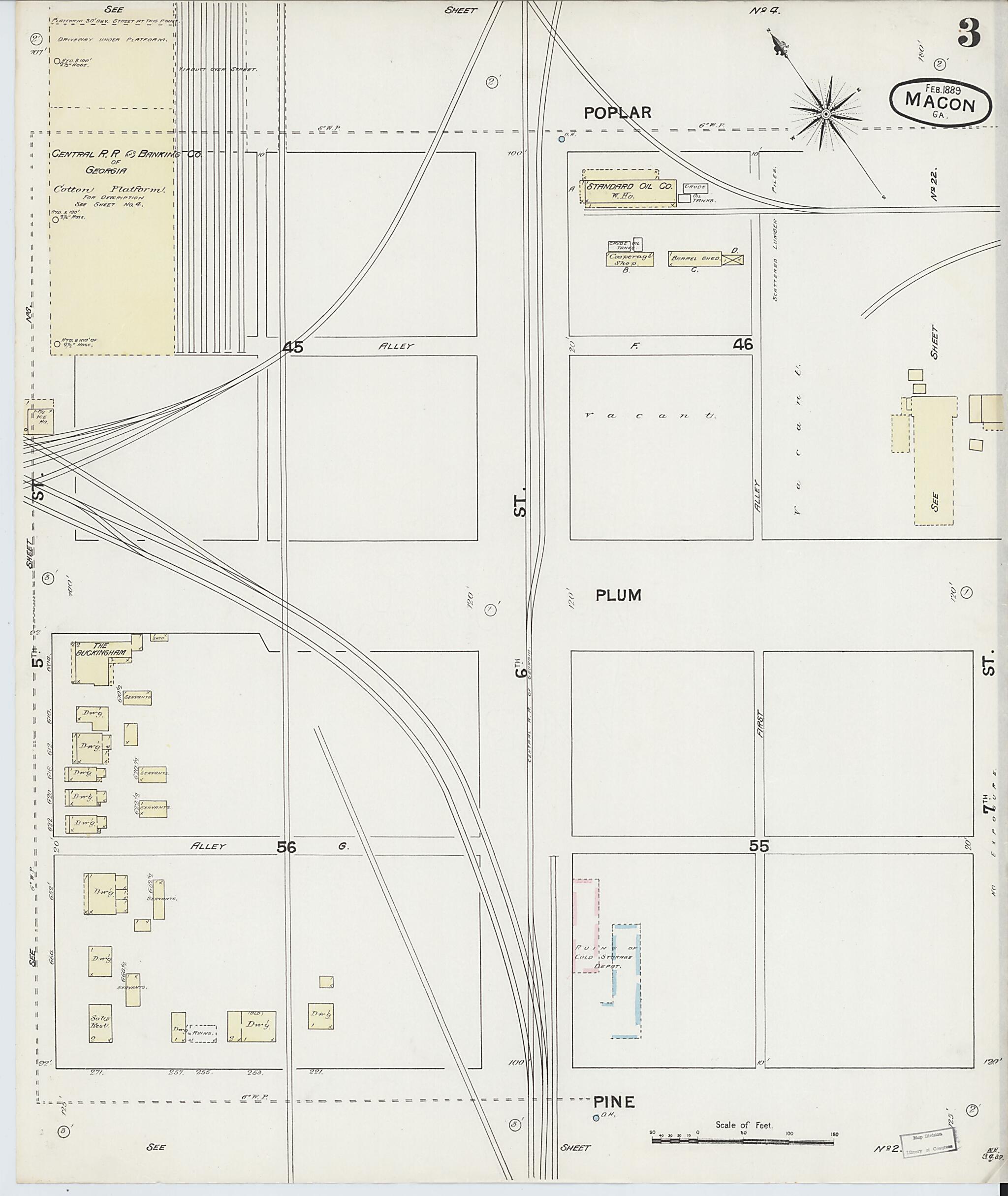 This old map of Macon, Jones County, Georgia was created by Sanborn Map Company in 1889