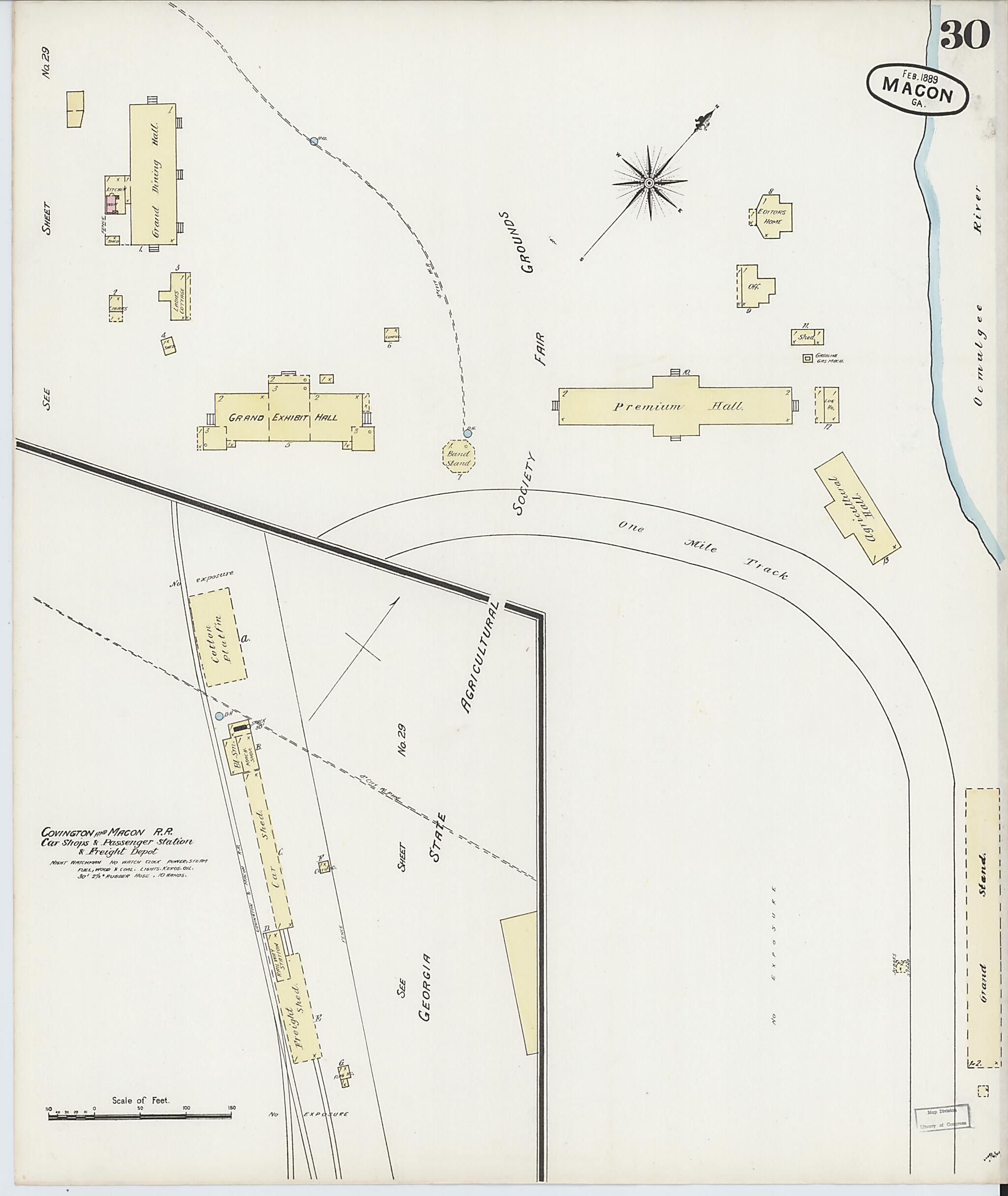 This old map of Macon, Jones County, Georgia was created by Sanborn Map Company in 1889