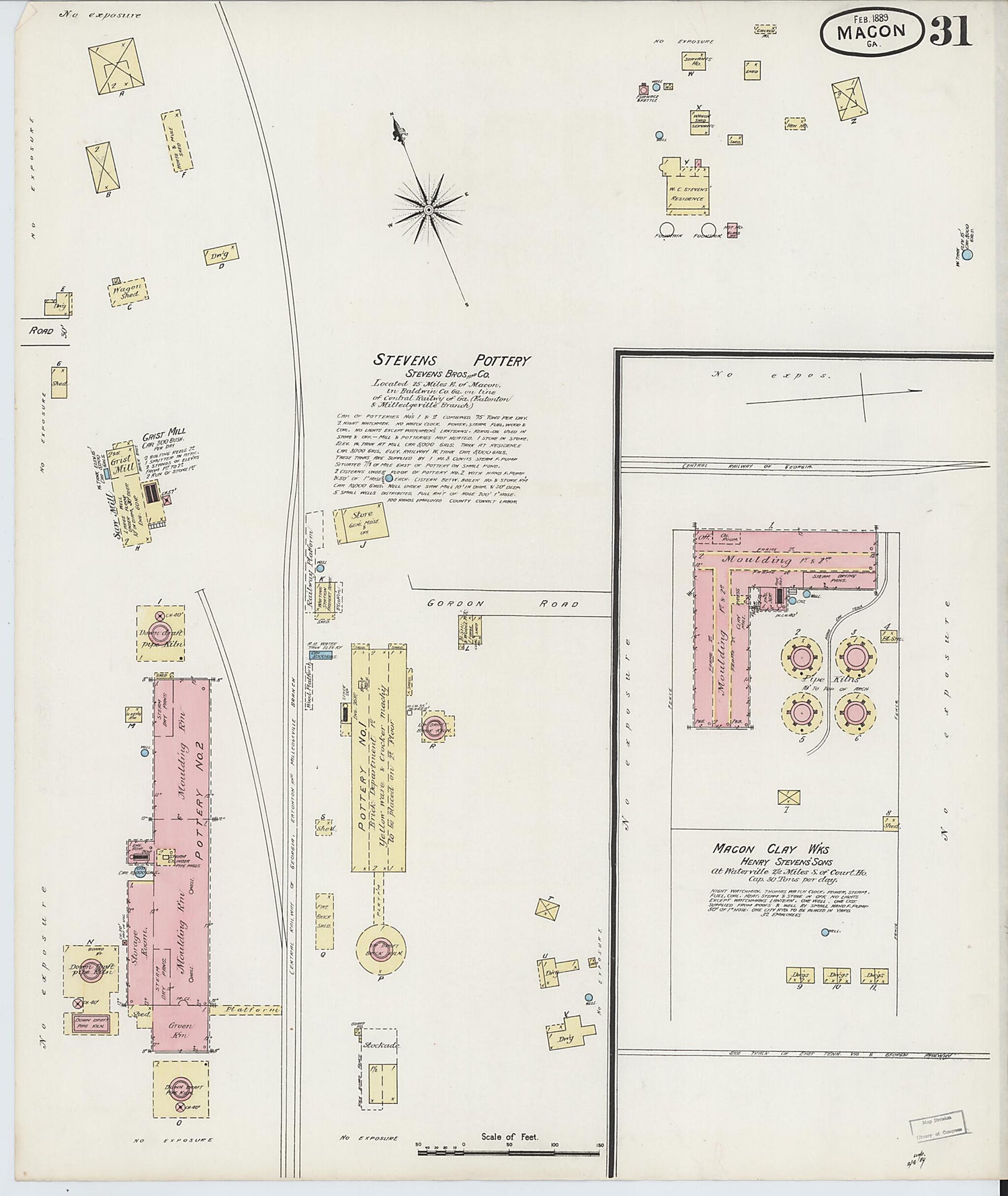 This old map of Macon, Jones County, Georgia was created by Sanborn Map Company in 1889