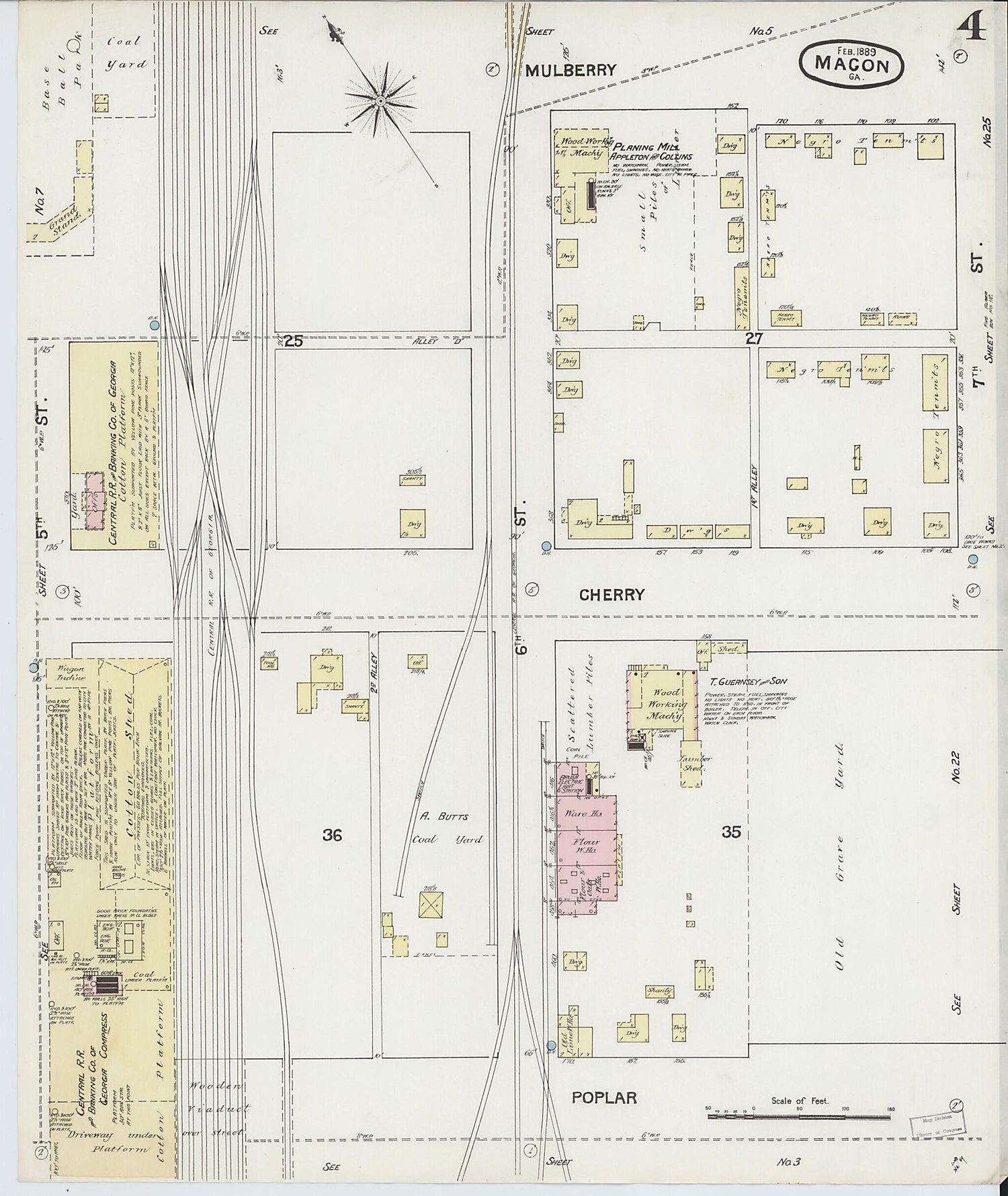 This old map of Macon, Jones County, Georgia was created by Sanborn Map Company in 1889
