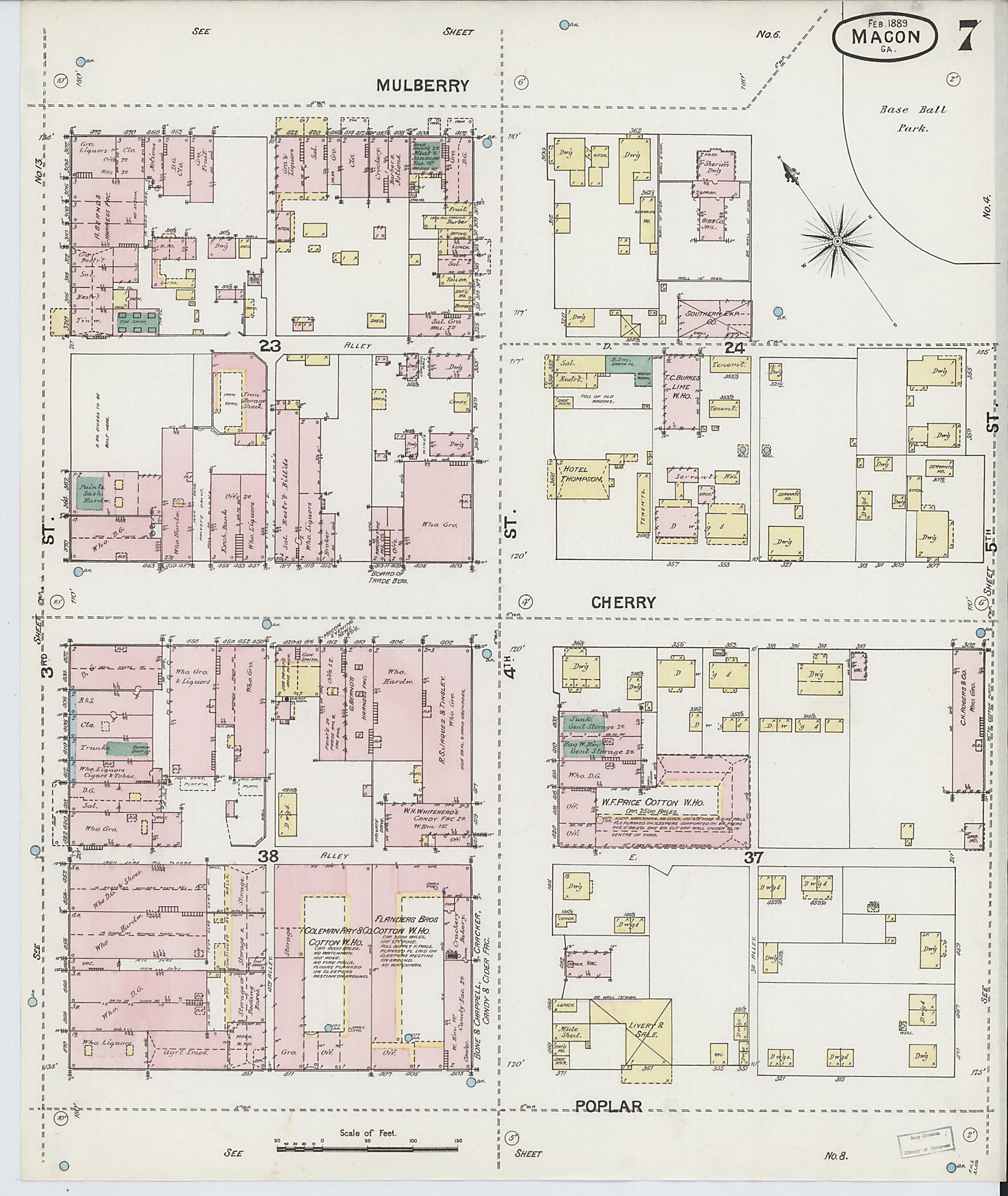This old map of Macon, Jones County, Georgia was created by Sanborn Map Company in 1889