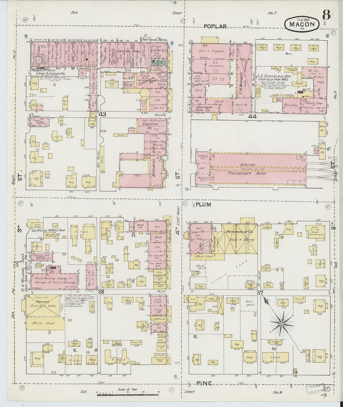This old map of Macon, Jones County, Georgia was created by Sanborn Map Company in 1889