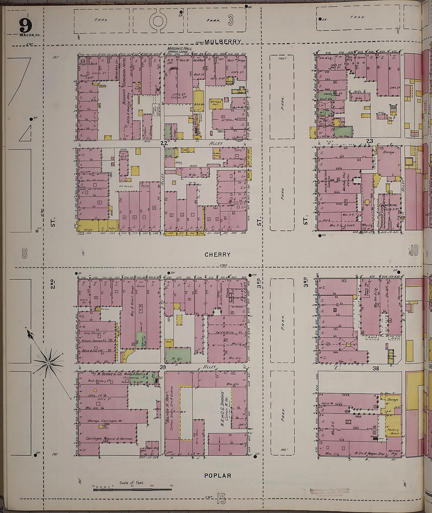 This old map of Macon, Jones County, Georgia was created by Sanborn Map Company in 1895