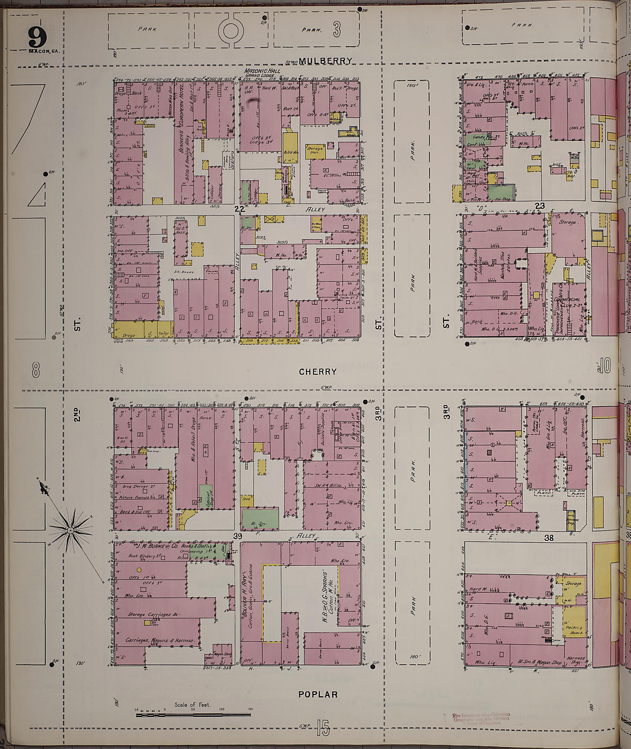 This old map of Macon, Jones County, Georgia was created by Sanborn Map Company in 1895