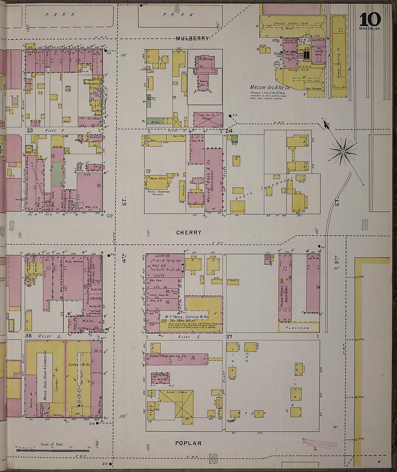 This old map of Macon, Jones County, Georgia was created by Sanborn Map Company in 1895